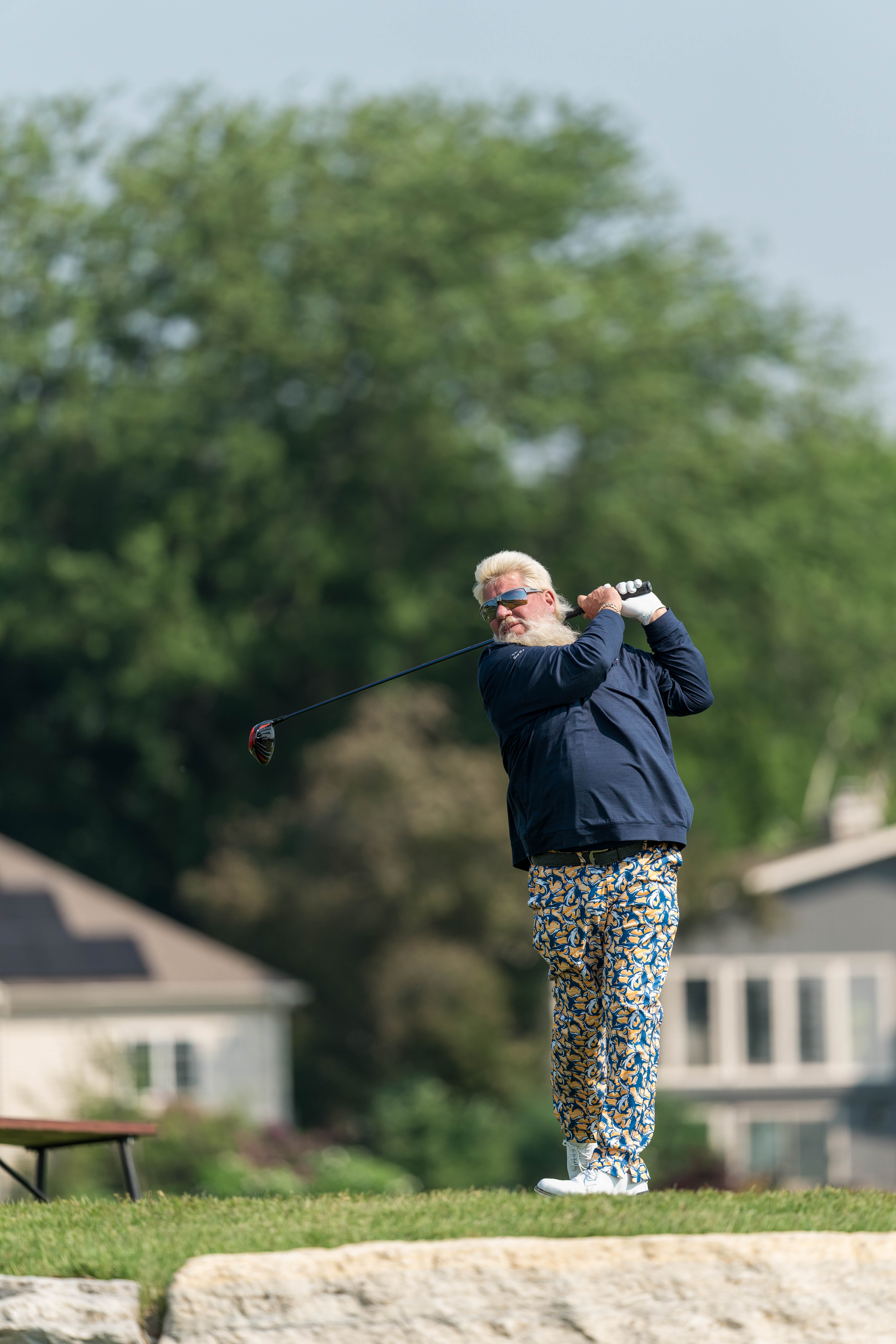 John Daly hits a tee shot on the 11th tee during round 3 of The American Family Insurance Championship at TPC Wisconsin in Madison, Wisconsin on June 8th, 2025. Photography by Ross Harried for Second Crop Sports.