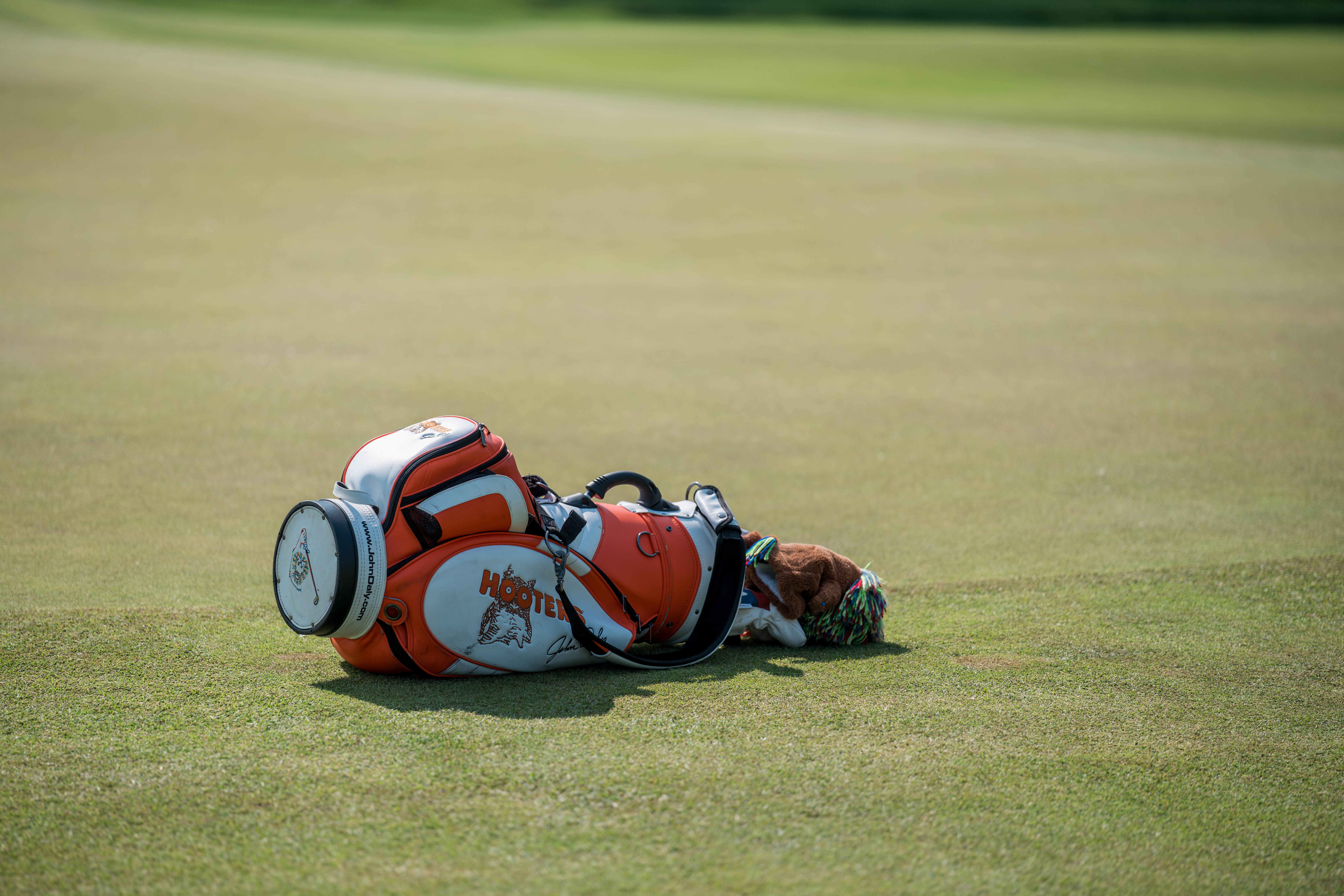 John Daly’s golf bag on hole 11 during round 3 of The American Family Insurance Championship at TPC Wisconsin in Madison, Wisconsin on June 8th, 2025. Photography by Ross Harried for Second Crop Sports.