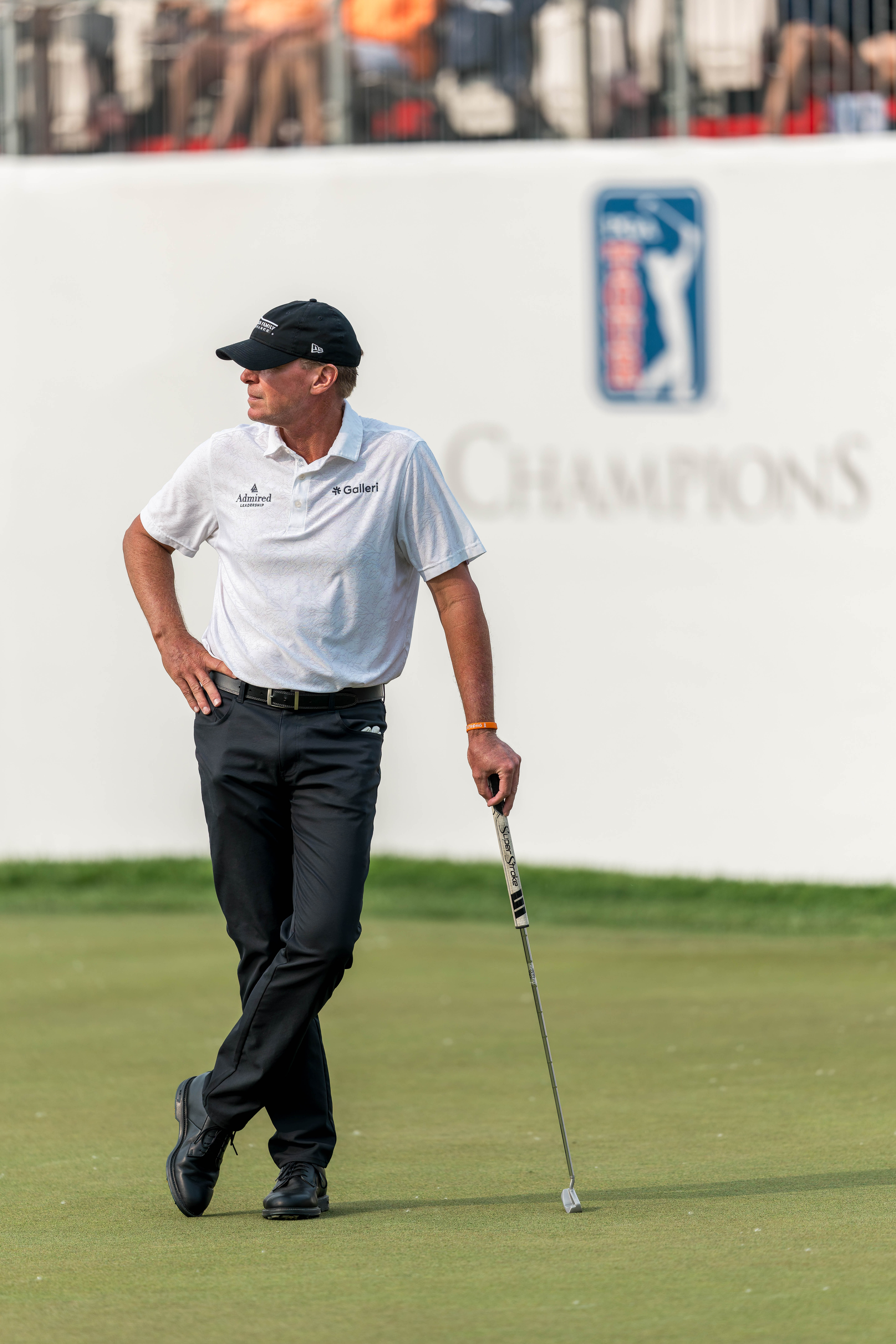 Steve Stricker observes play on hole 18 during round 3 of The American Family Insurance Championship at TPC Wisconsin in Madison, Wisconsin on June 8th, 2025. Photography by Ross Harried for Second Crop Sports.