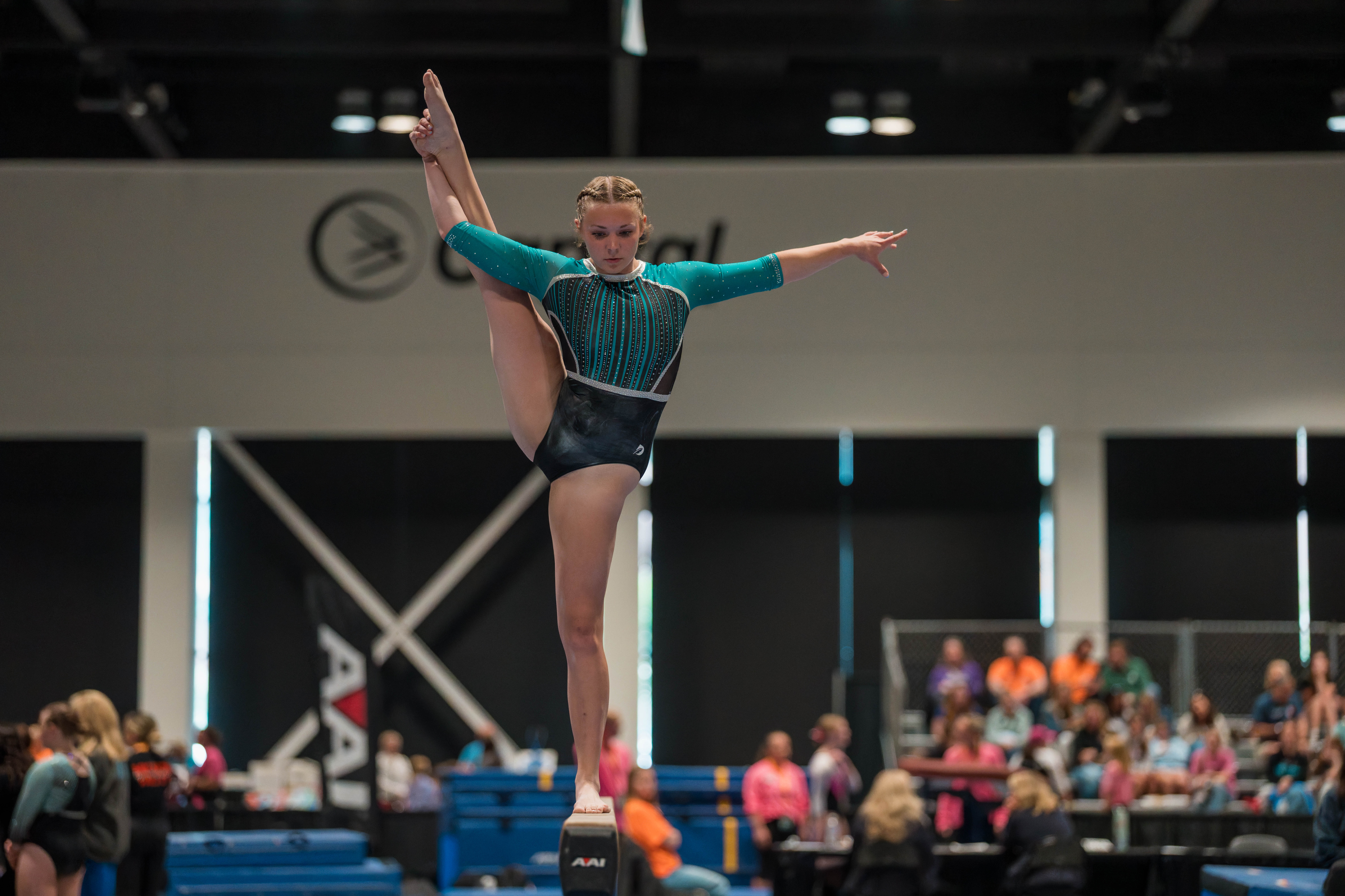 The YMCA National Gymnastics Championship 2025 held at The Resch Center in Green Bay, Wisconsin, USA on June 26th, 2025. Photography by Ross Harried for Second Crop Sports.