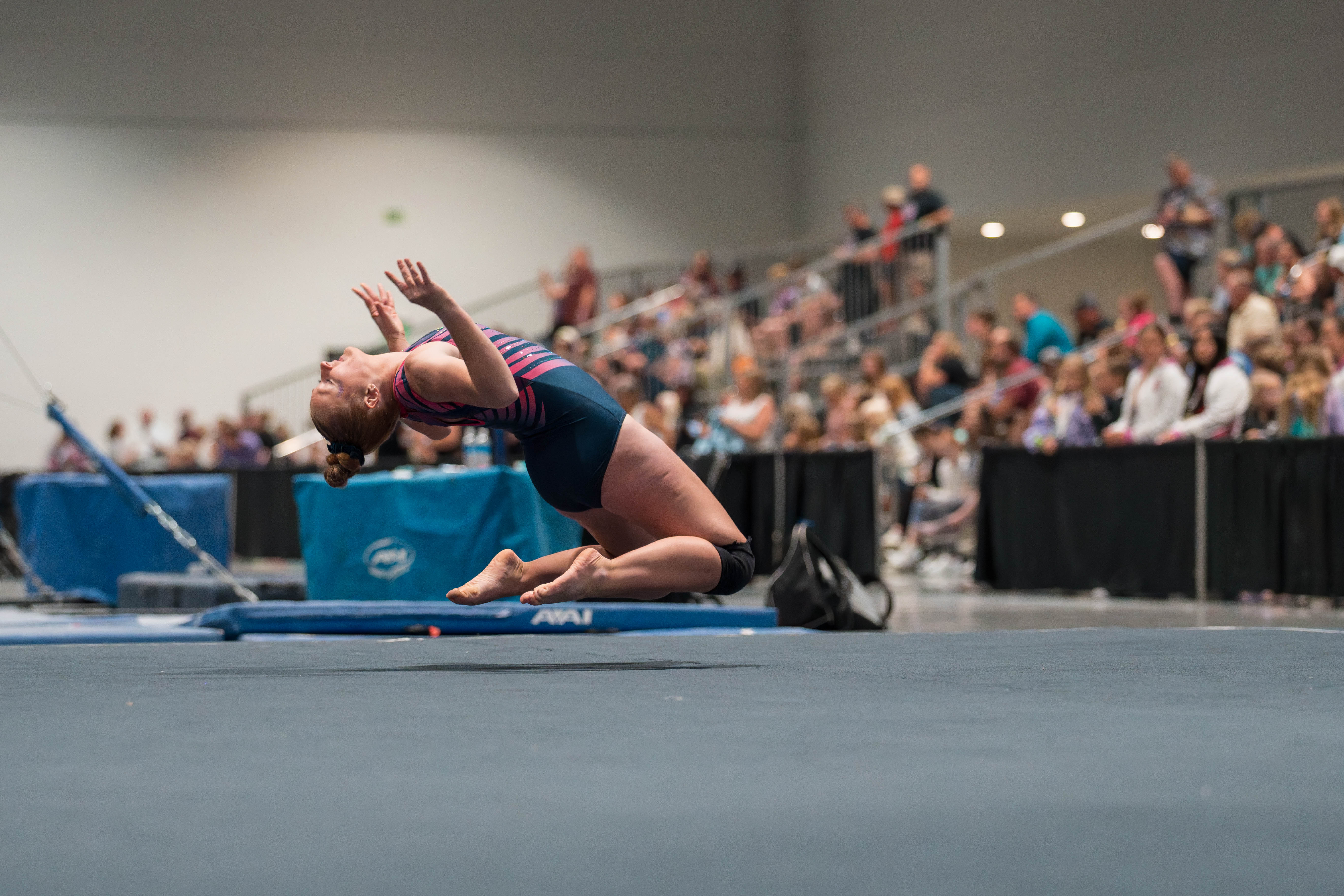 The YMCA National Gymnastics Championship 2025 held at The Resch Center in Green Bay, Wisconsin, USA on June 27th, 2025. Photography by Ross Harried for Second Crop Sports.