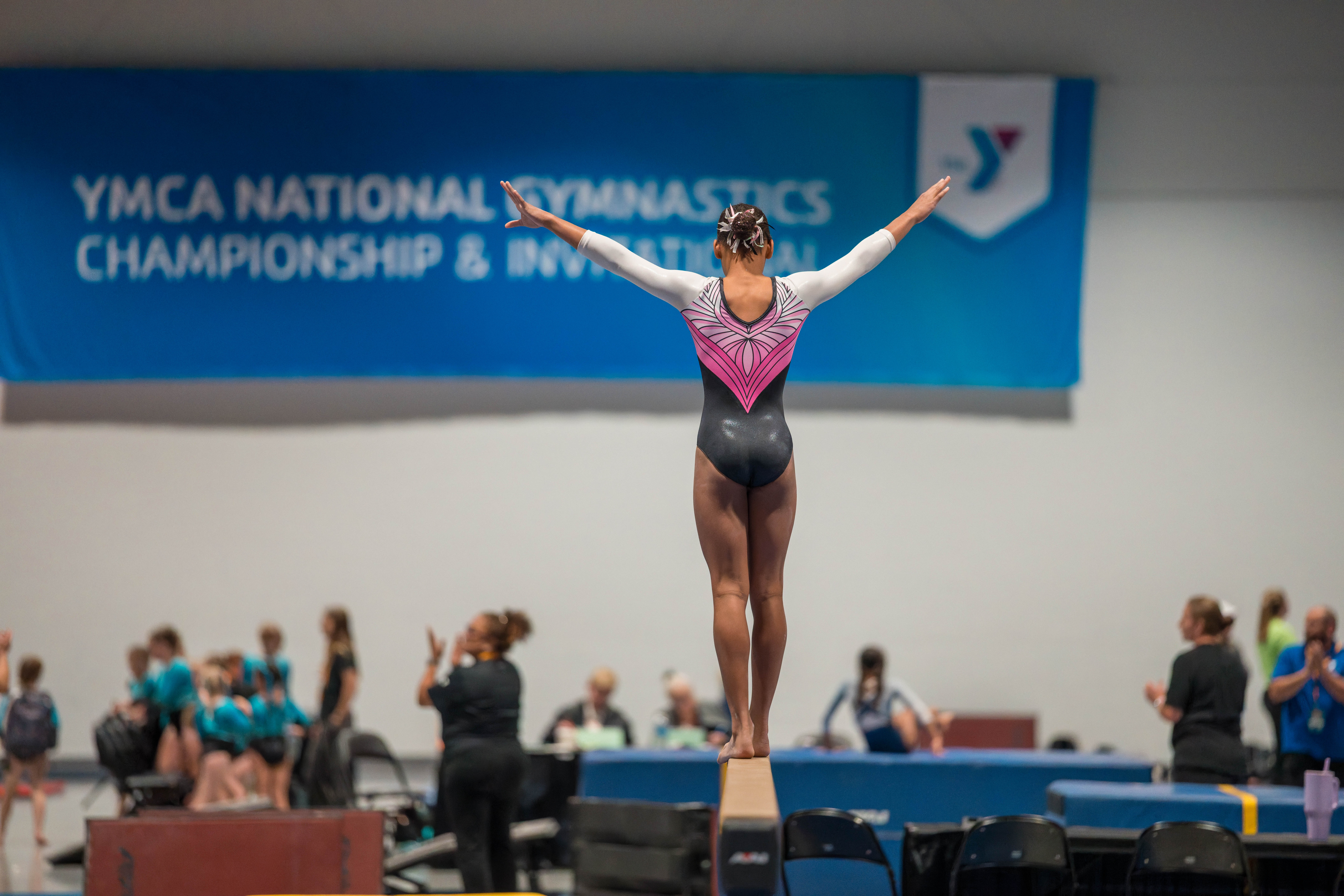 The YMCA National Gymnastics Championship 2025 held at The Resch Center in Green Bay, Wisconsin, USA on June 27th, 2025. Photography by Ross Harried for Second Crop Sports.