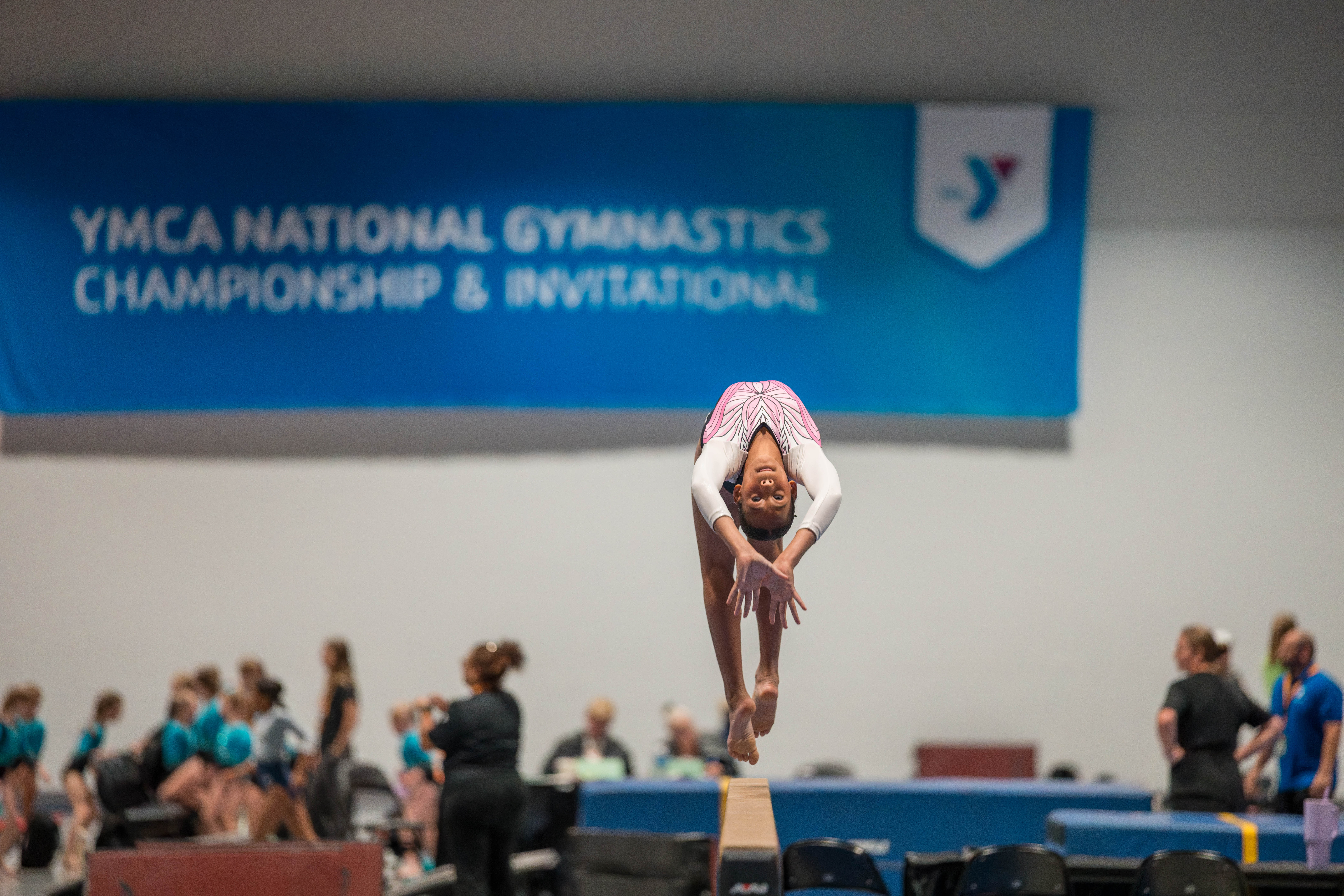 The YMCA National Gymnastics Championship 2025 held at The Resch Center in Green Bay, Wisconsin, USA on June 27th, 2025. Photography by Ross Harried for Second Crop Sports.