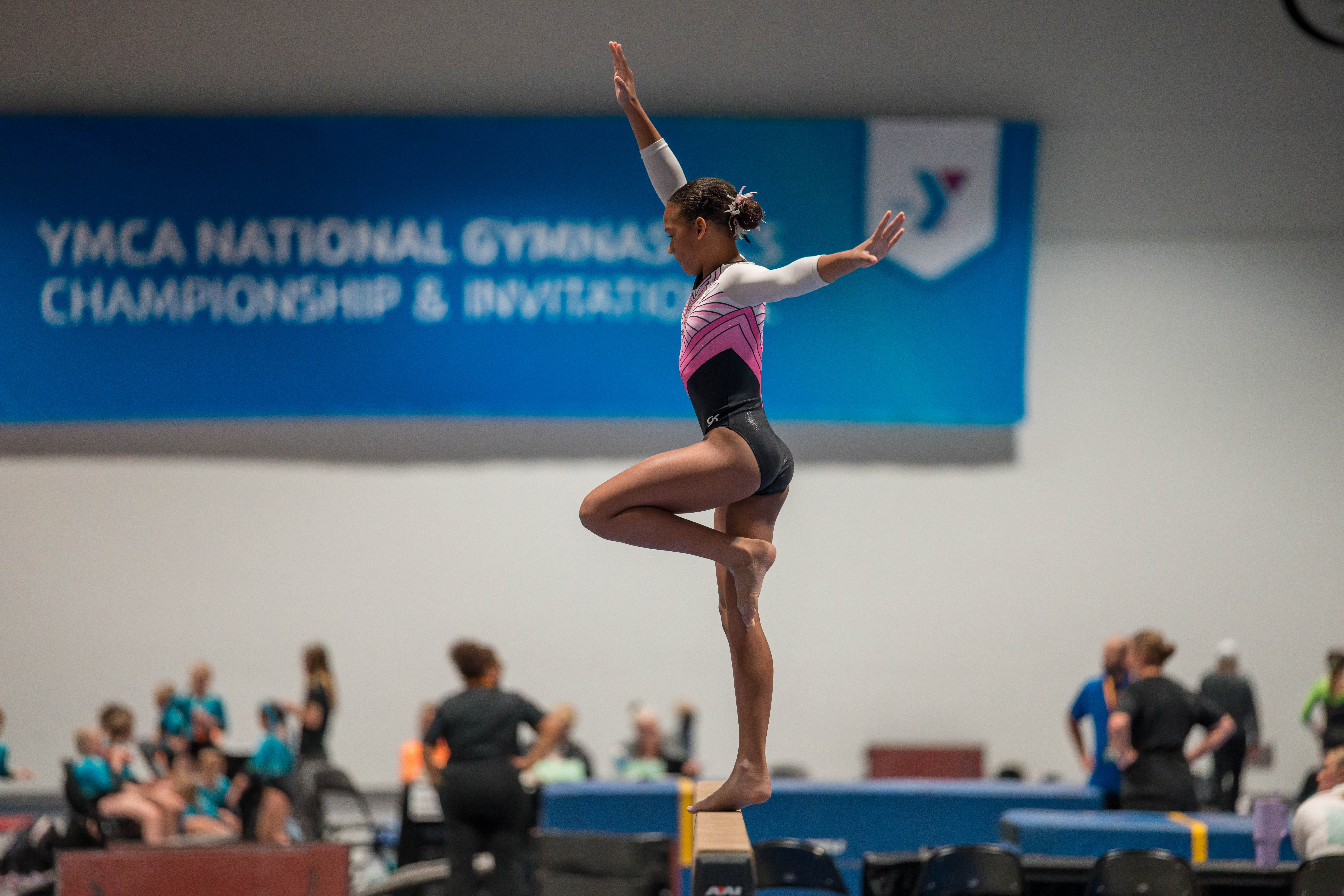 The YMCA National Gymnastics Championship 2025 held at The Resch Center in Green Bay, Wisconsin, USA on June 27th, 2025. Photography by Ross Harried for Second Crop Sports.