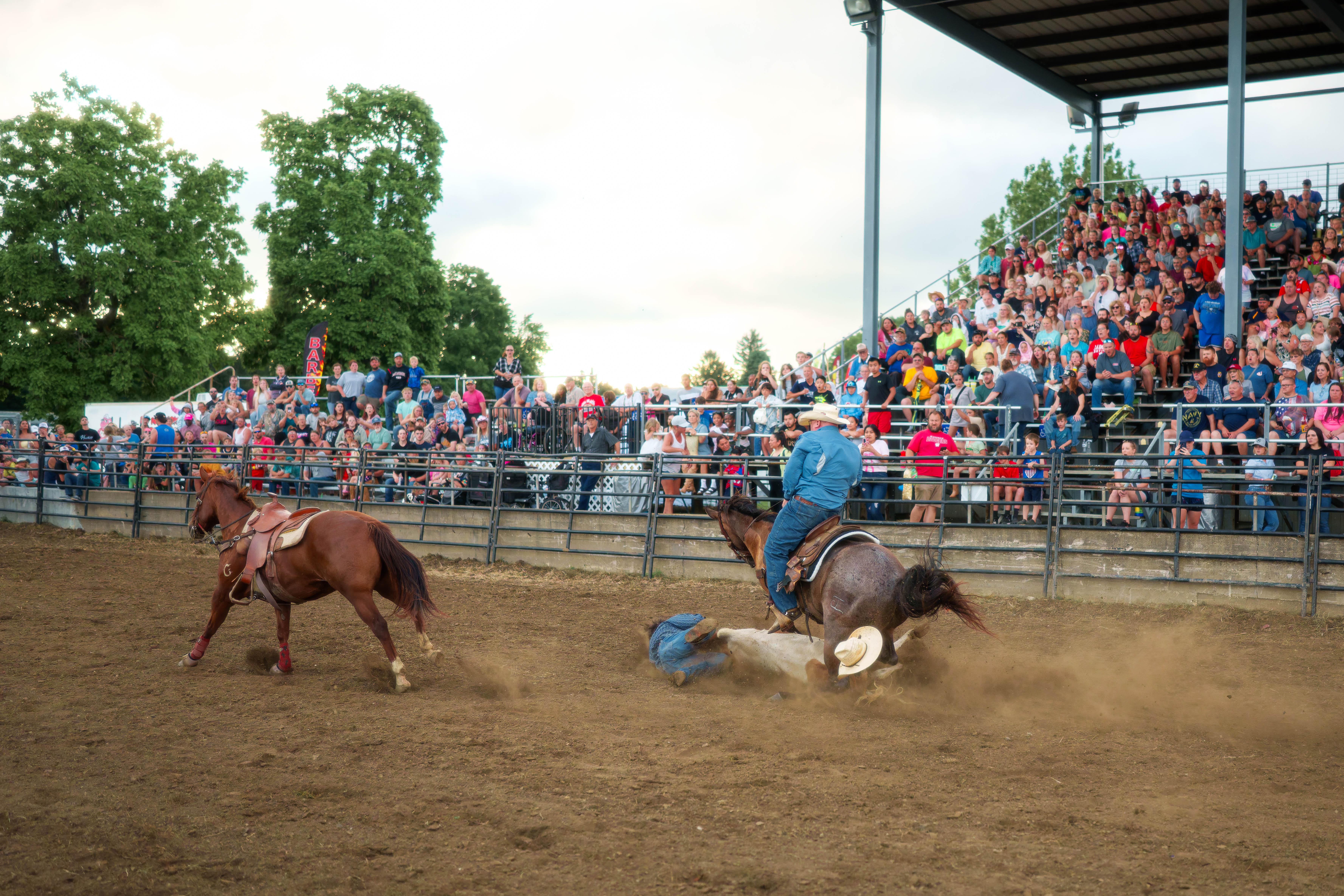 Bucking Bulls full rodeo at the Green County Fair in Monroe, Wisconsin on July 16th, 2025. Photography by Ross Harried for Second Crop Sports.