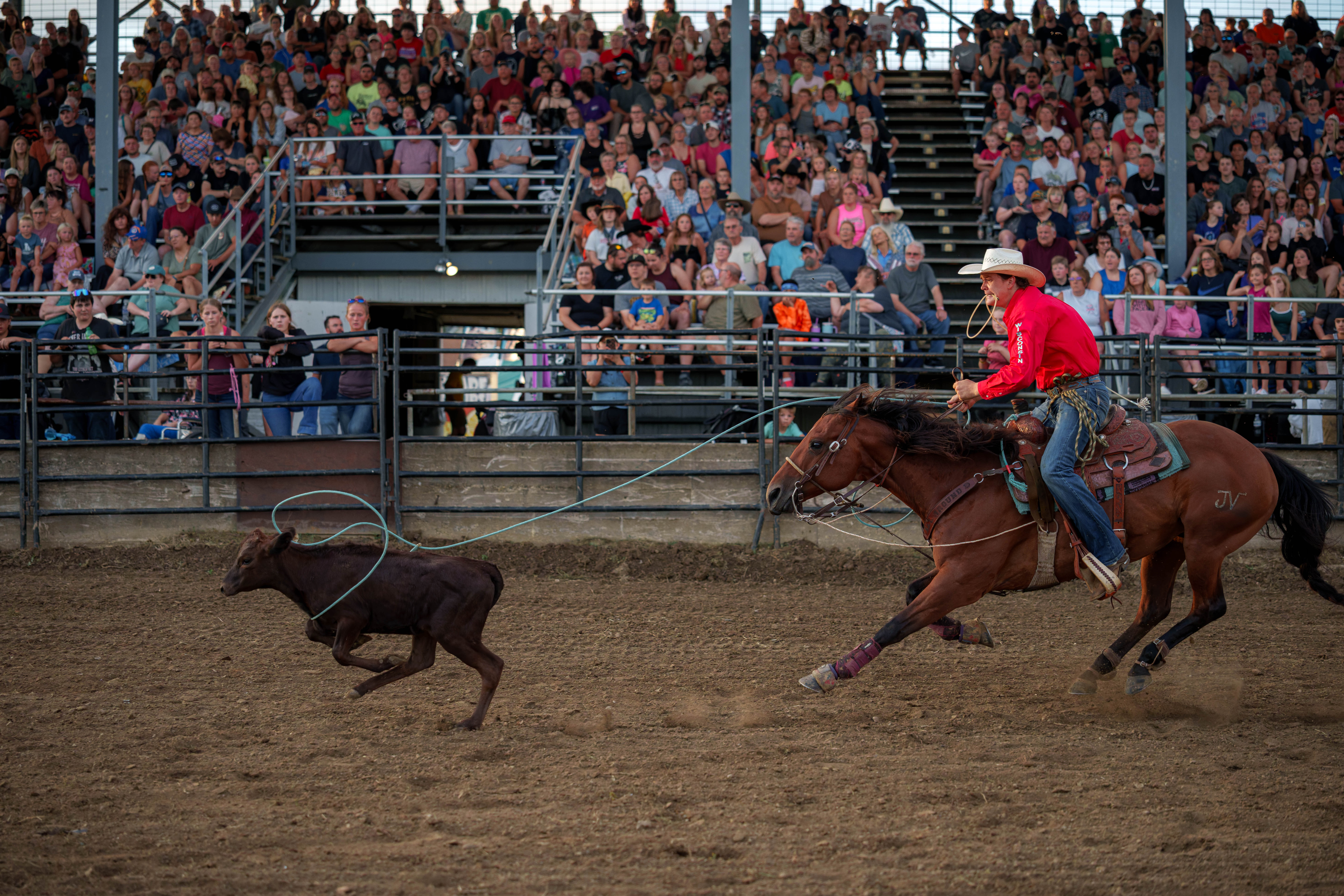 Bucking Bulls full rodeo at the Green County Fair in Monroe, Wisconsin on July 16th, 2025. Photography by Ross Harried for Second Crop Sports.