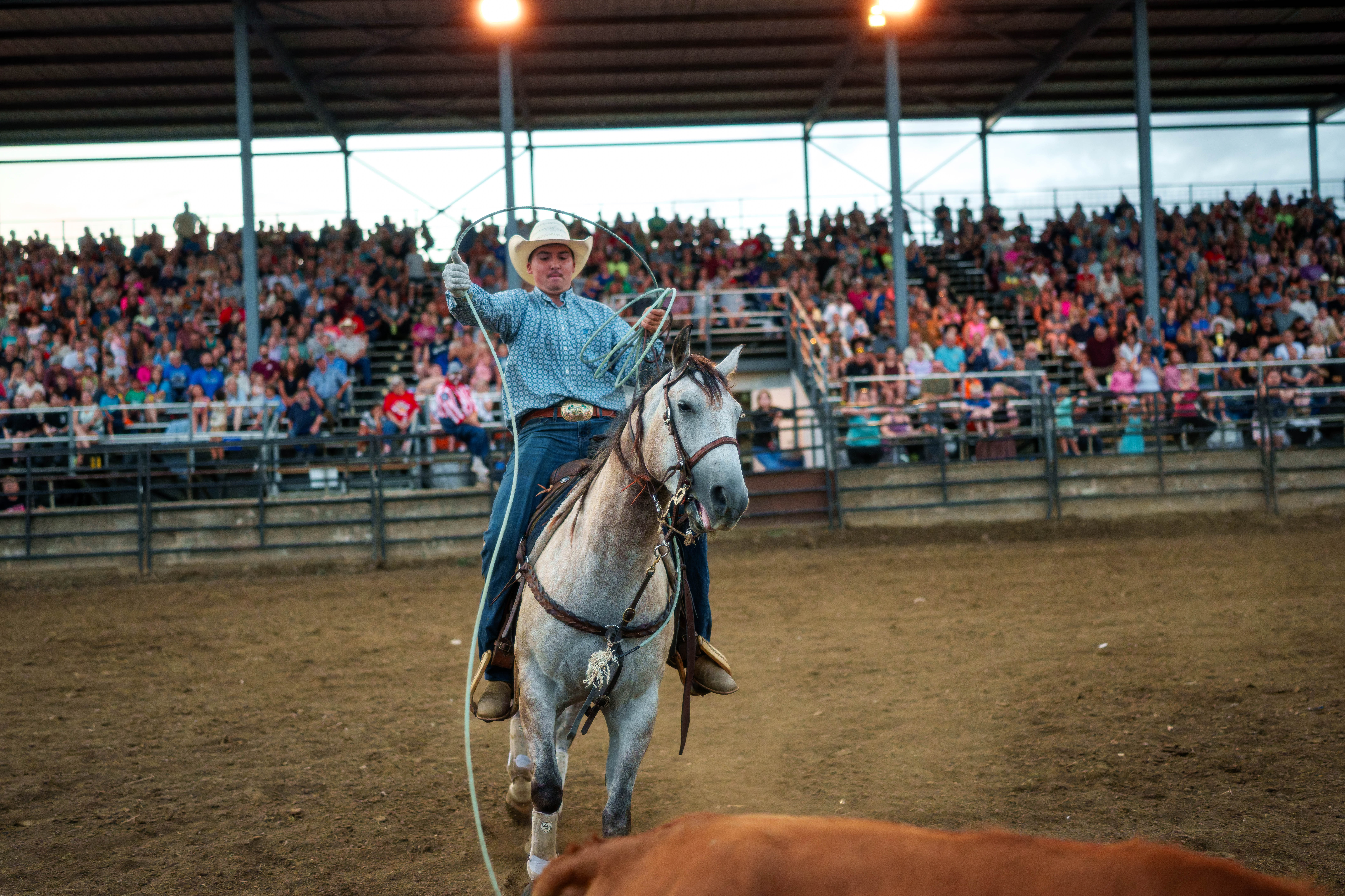 Bucking Bulls full rodeo at the Green County Fair in Monroe, Wisconsin on July 16th, 2025. Photography by Ross Harried for Second Crop Sports.