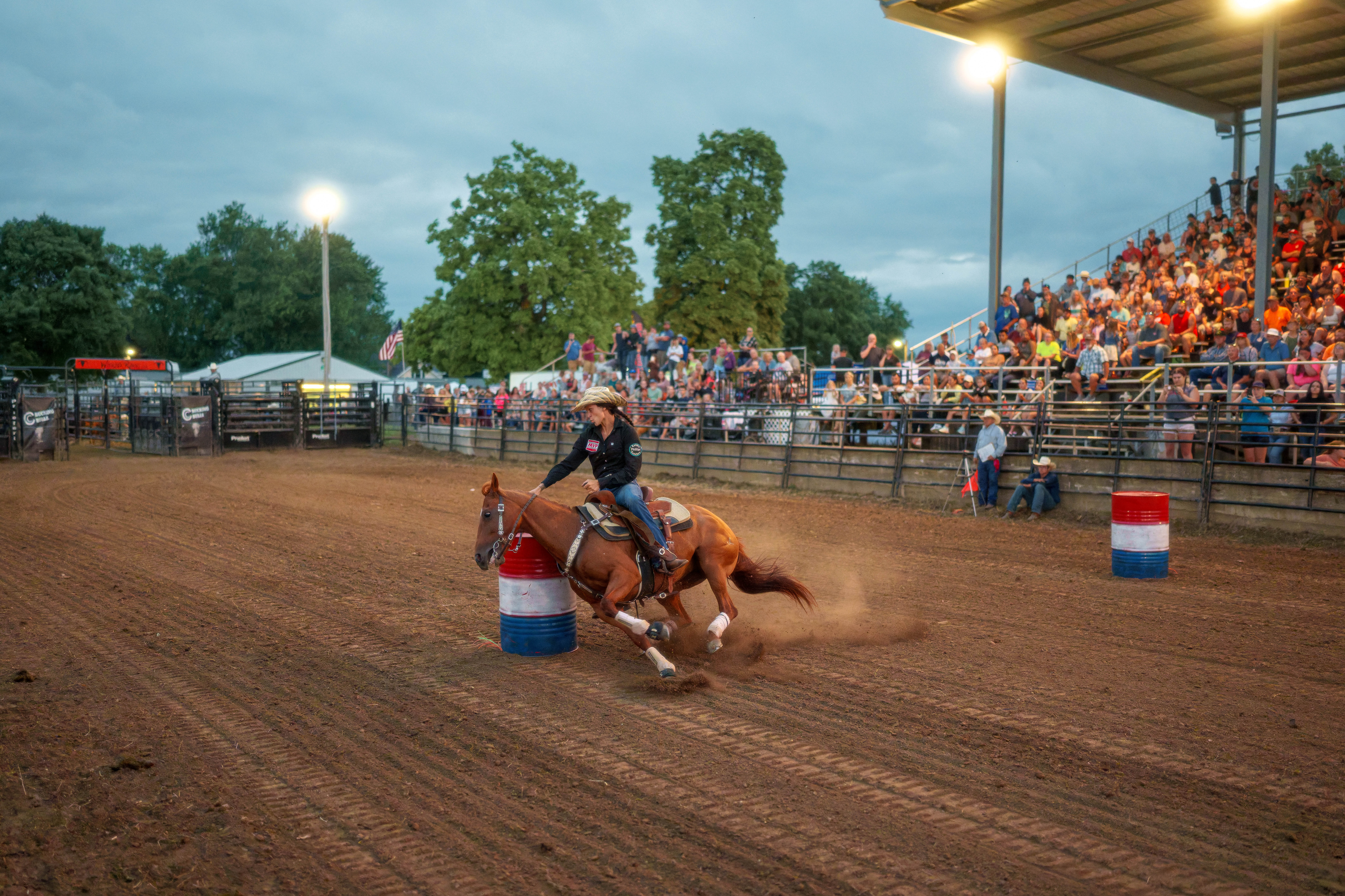 Bucking Bulls full rodeo at the Green County Fair in Monroe, Wisconsin on July 16th, 2025. Photography by Ross Harried for Second Crop Sports.