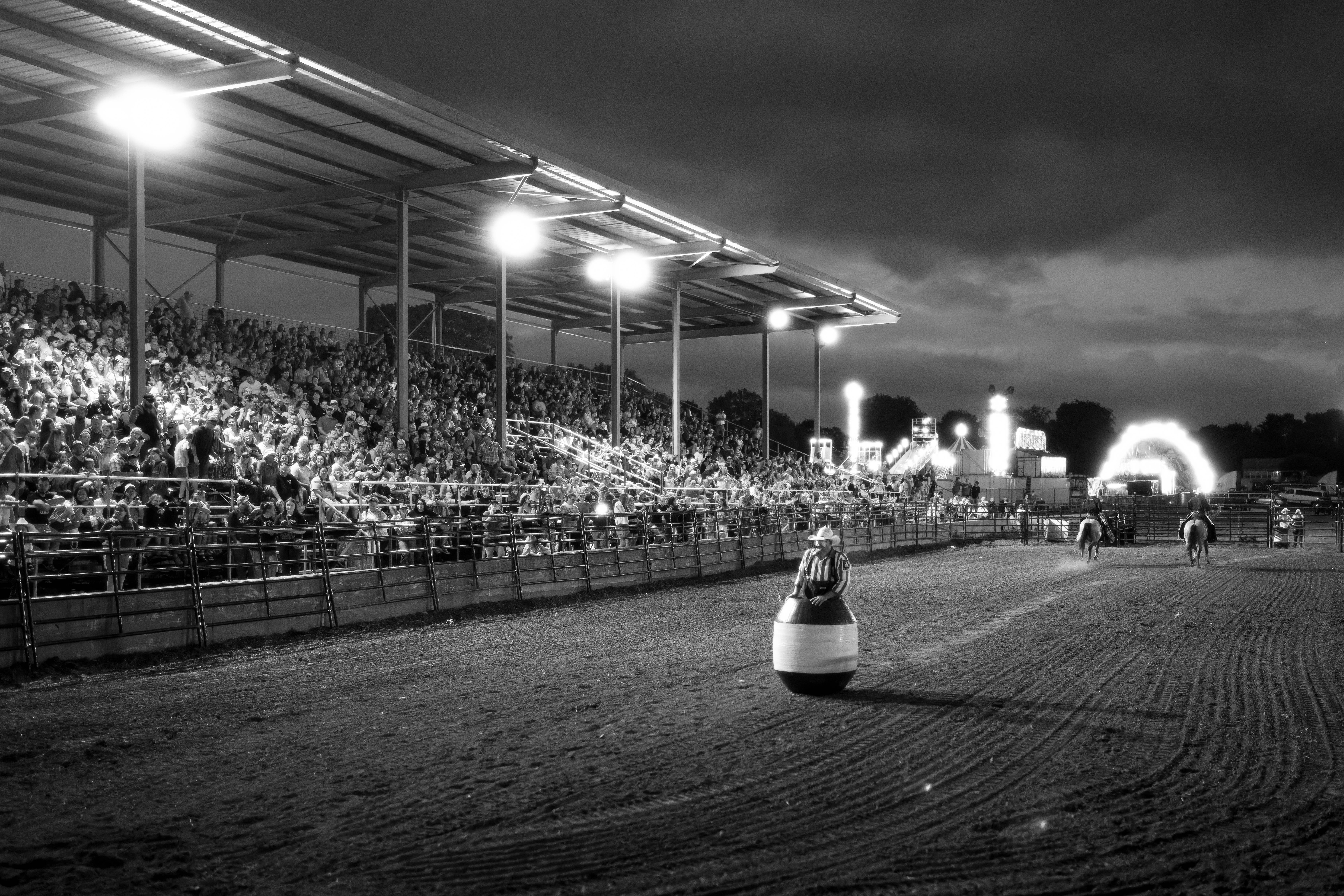 Bucking Bulls full rodeo at the Green County Fair in Monroe, Wisconsin on July 16th, 2025. Photography by Ross Harried for Second Crop Sports.