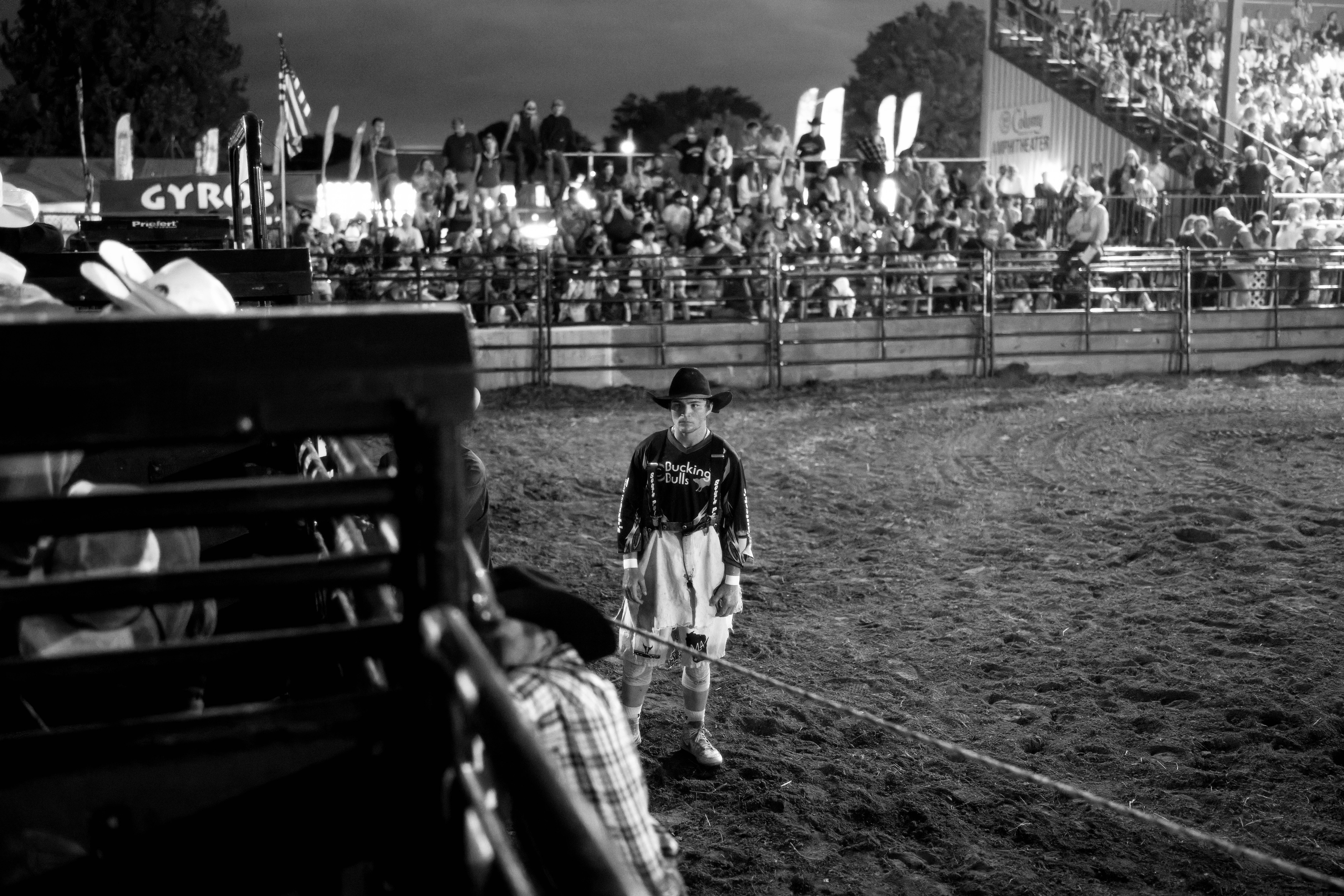 Bucking Bulls full rodeo at the Green County Fair in Monroe, Wisconsin on July 16th, 2025. Photography by Ross Harried for Second Crop Sports.