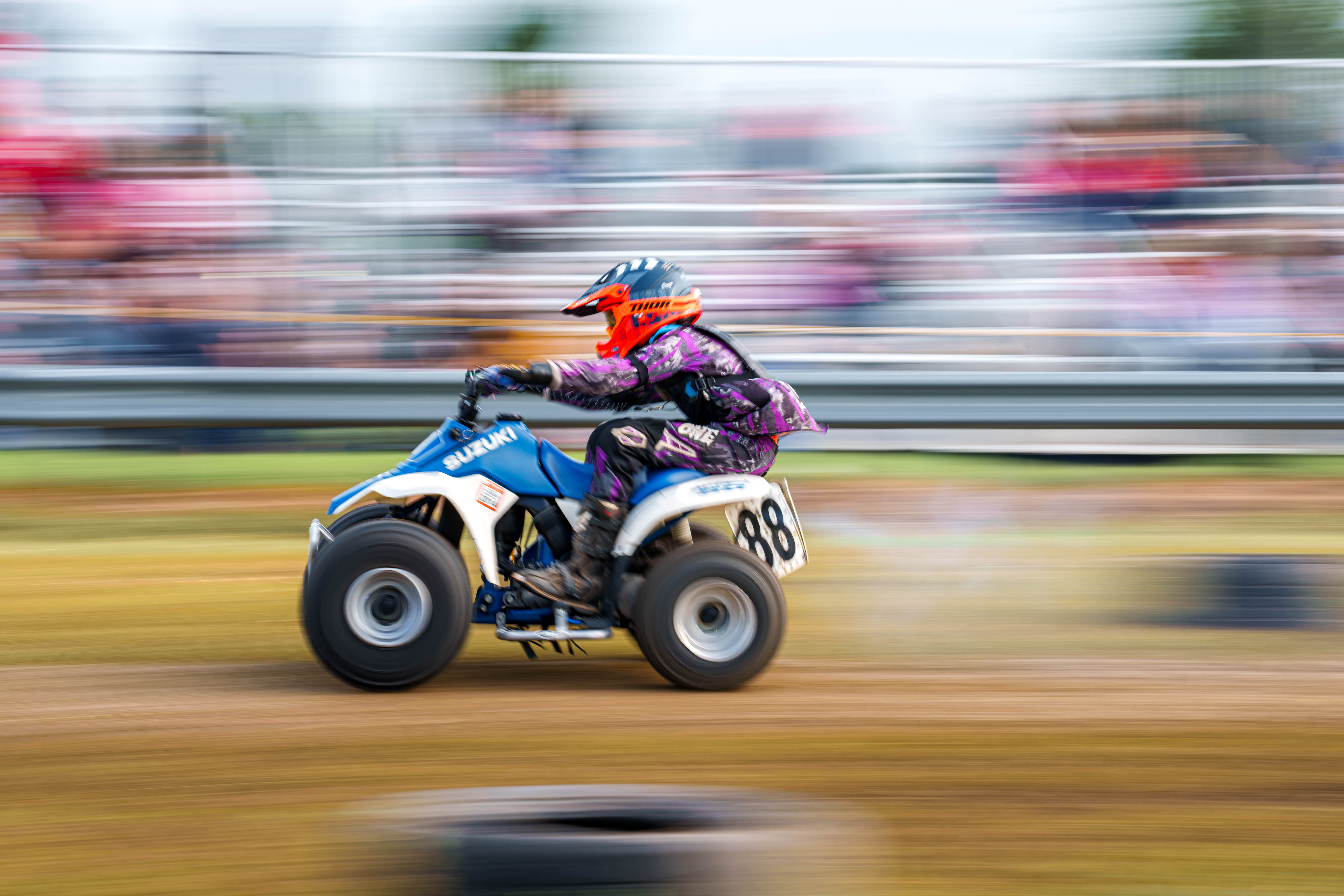 SWIRA dirt bike and atv races at the Green County Fair in Monroe, Wisconsin on July 17th, 2025. Photography by Ross Harried for Second Crop Sports.