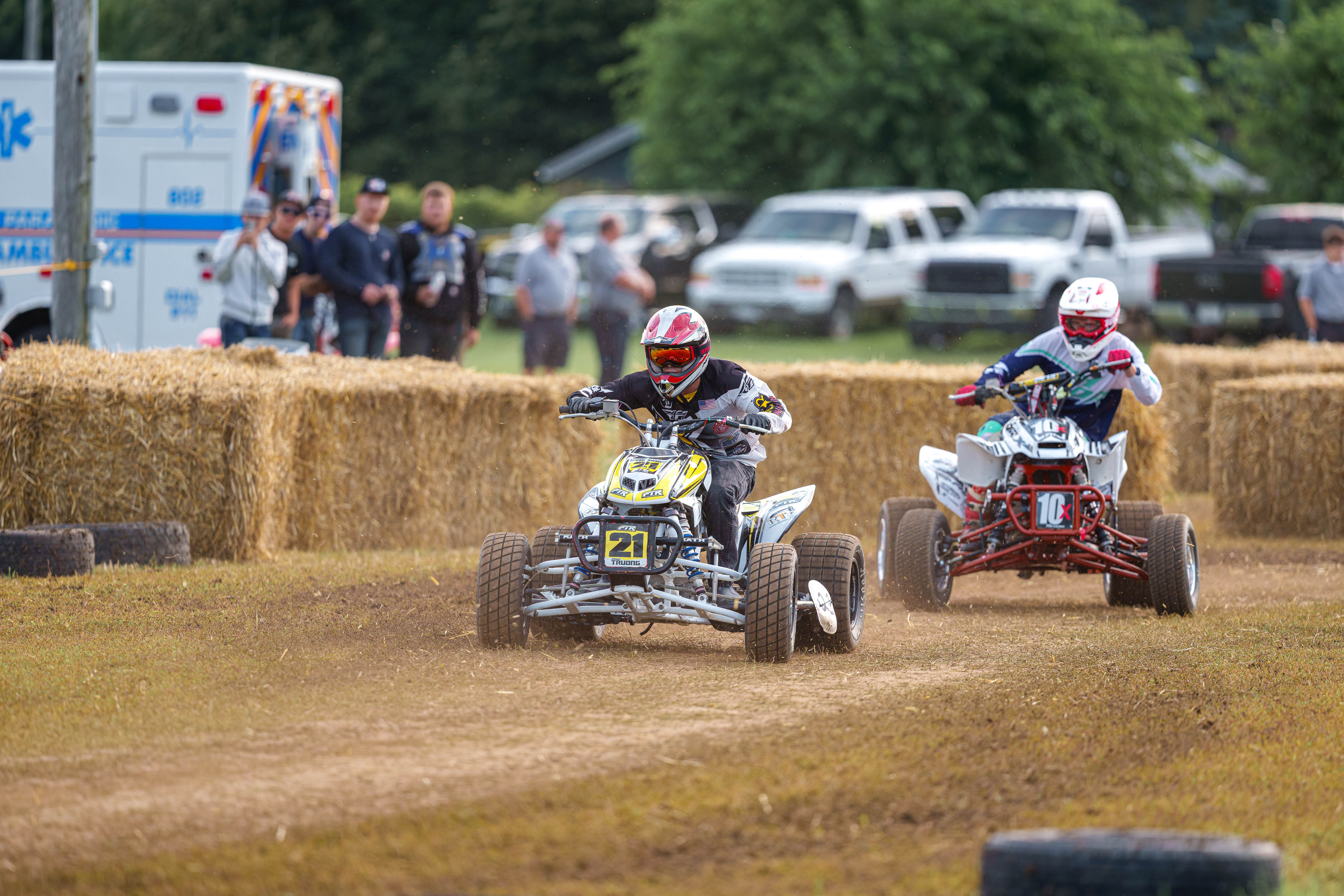 SWIRA dirt bike and atv races at the Green County Fair in Monroe, Wisconsin on July 17th, 2025. Photography by Ross Harried for Second Crop Sports.
