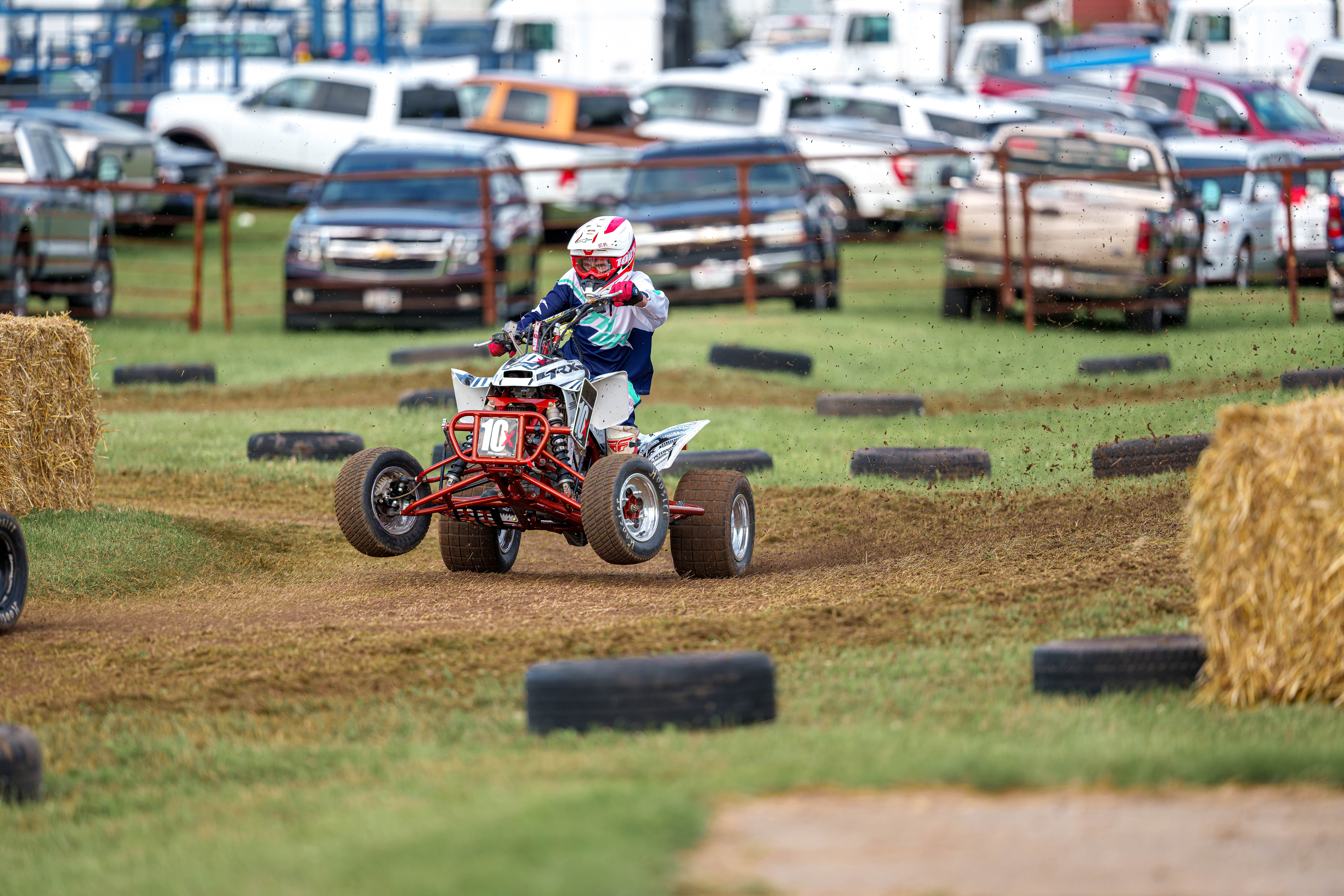 SWIRA dirt bike and atv races at the Green County Fair in Monroe, Wisconsin on July 17th, 2025. Photography by Ross Harried for Second Crop Sports.