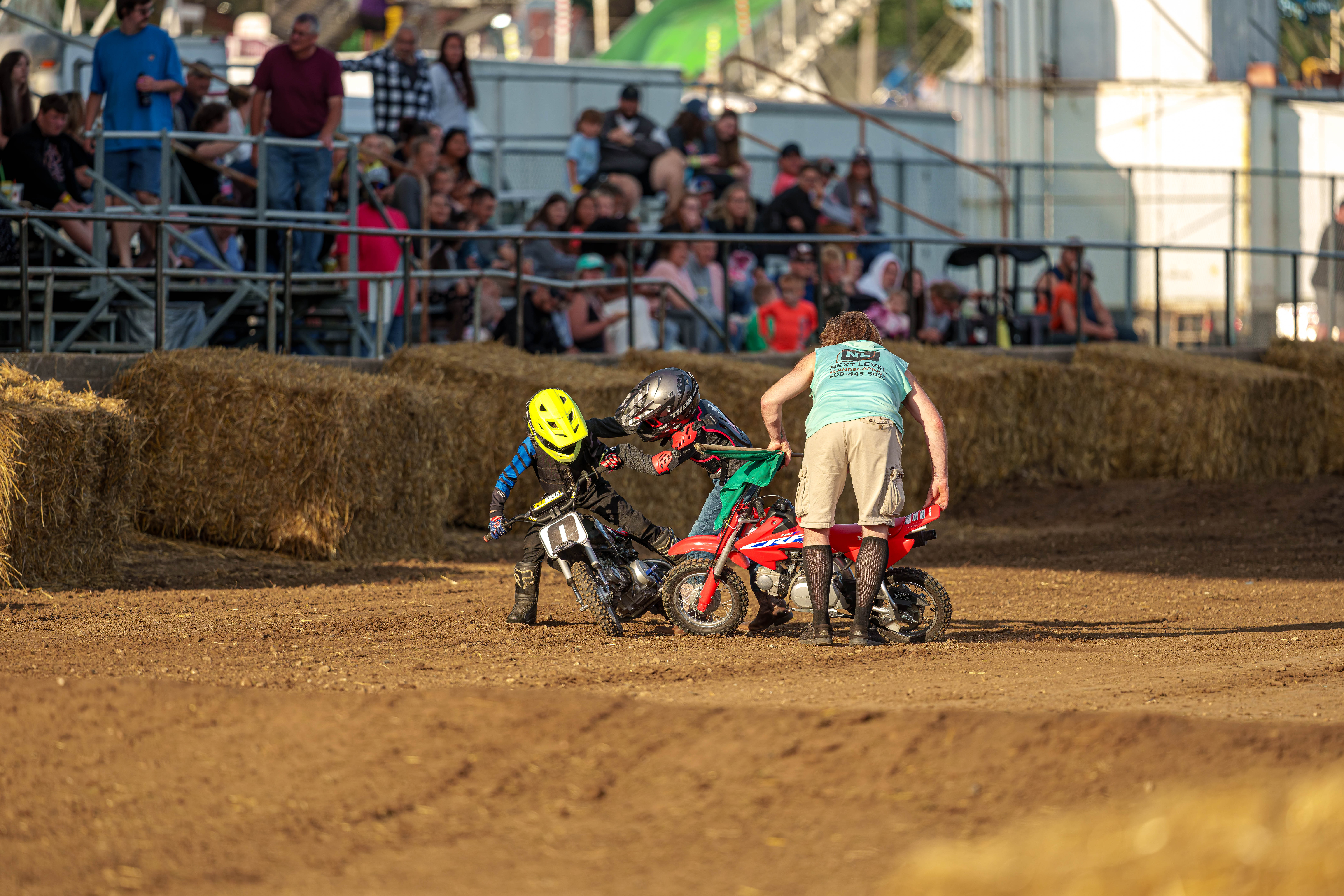 SWIRA dirt bike and atv races at the Green County Fair in Monroe, Wisconsin on July 17th, 2025. Photography by Ross Harried for Second Crop Sports.