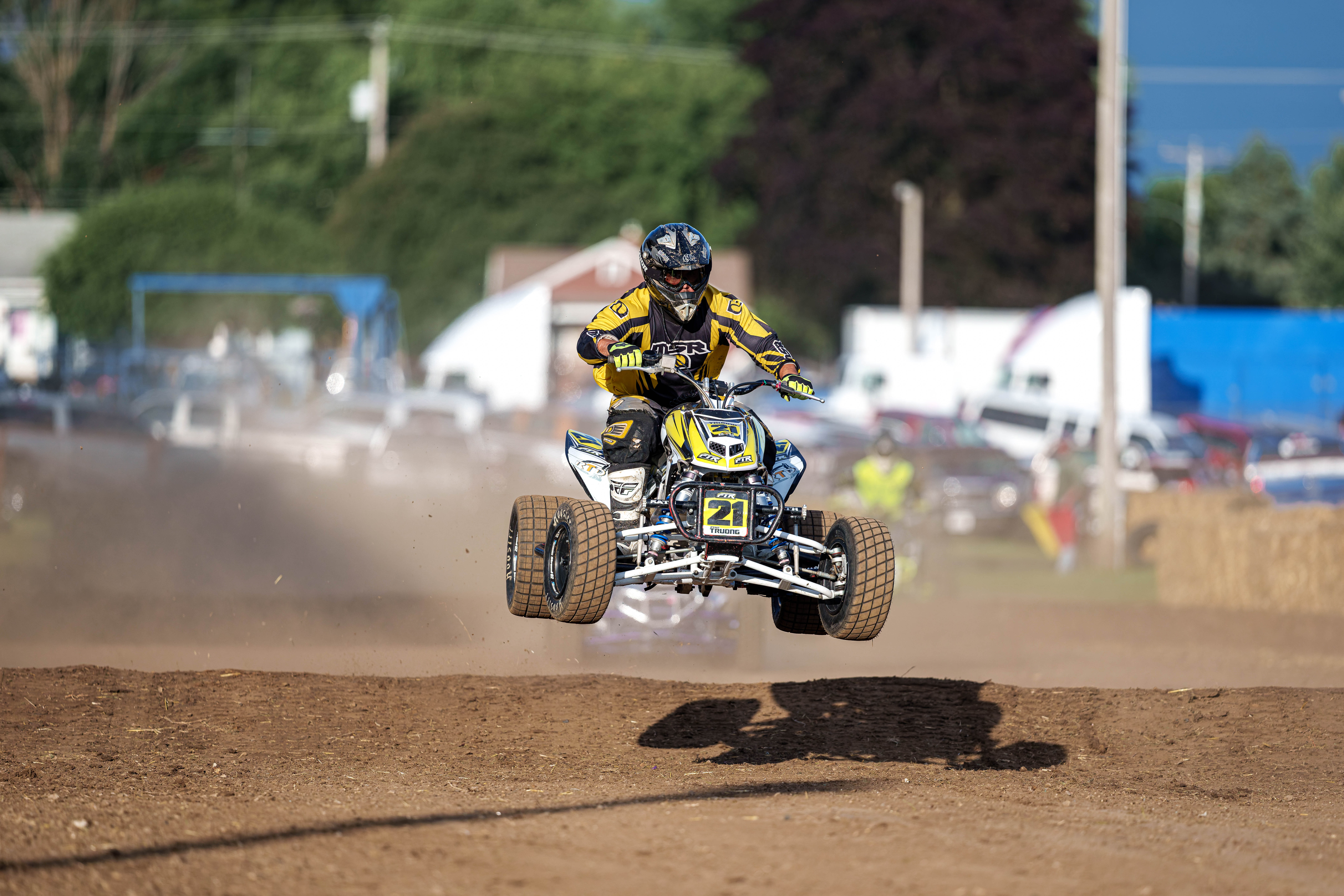 SWIRA dirt bike and atv races at the Green County Fair in Monroe, Wisconsin on July 17th, 2025. Photography by Ross Harried for Second Crop Sports.