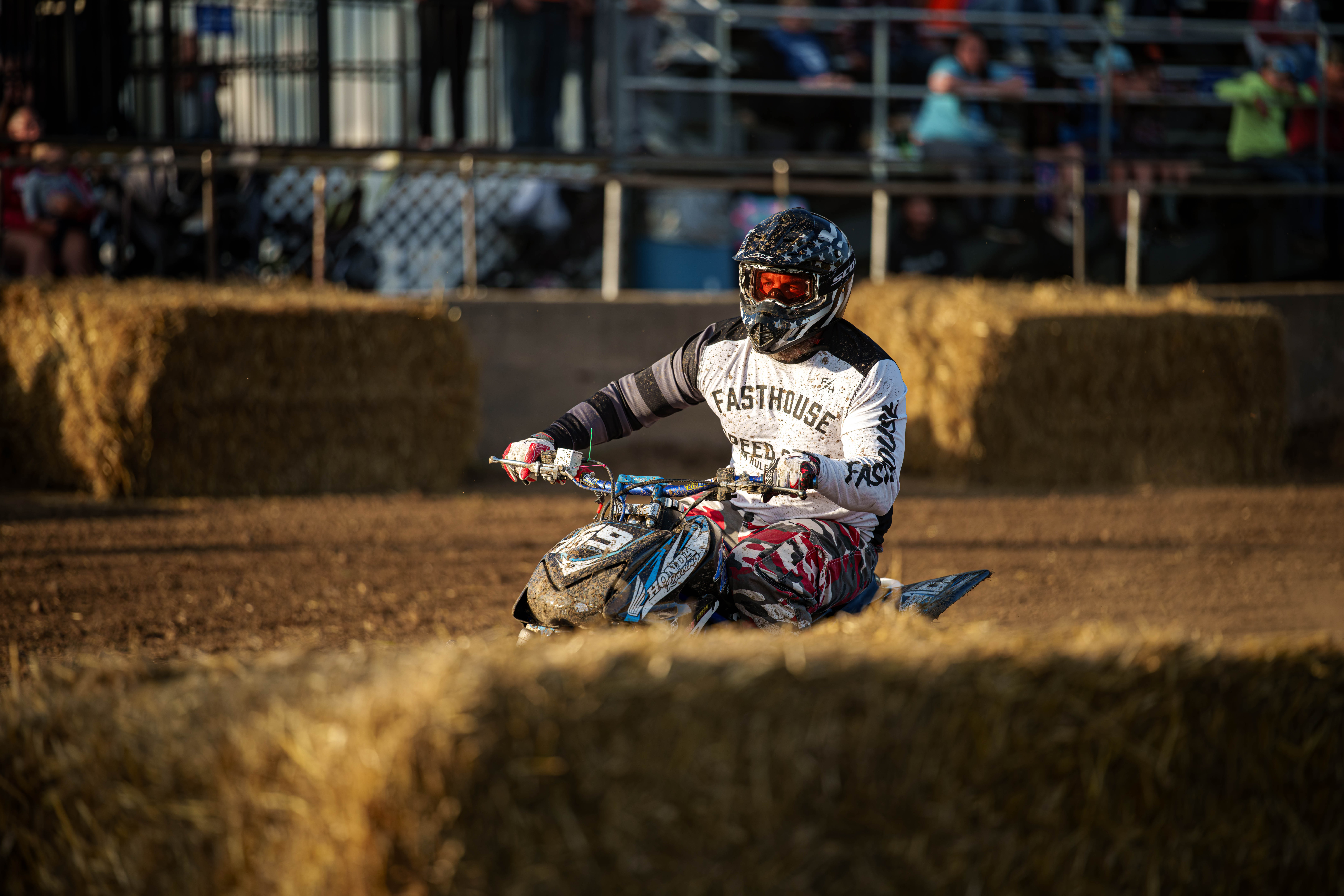 SWIRA dirt bike and atv races at the Green County Fair in Monroe, Wisconsin on July 17th, 2025. Photography by Ross Harried for Second Crop Sports.