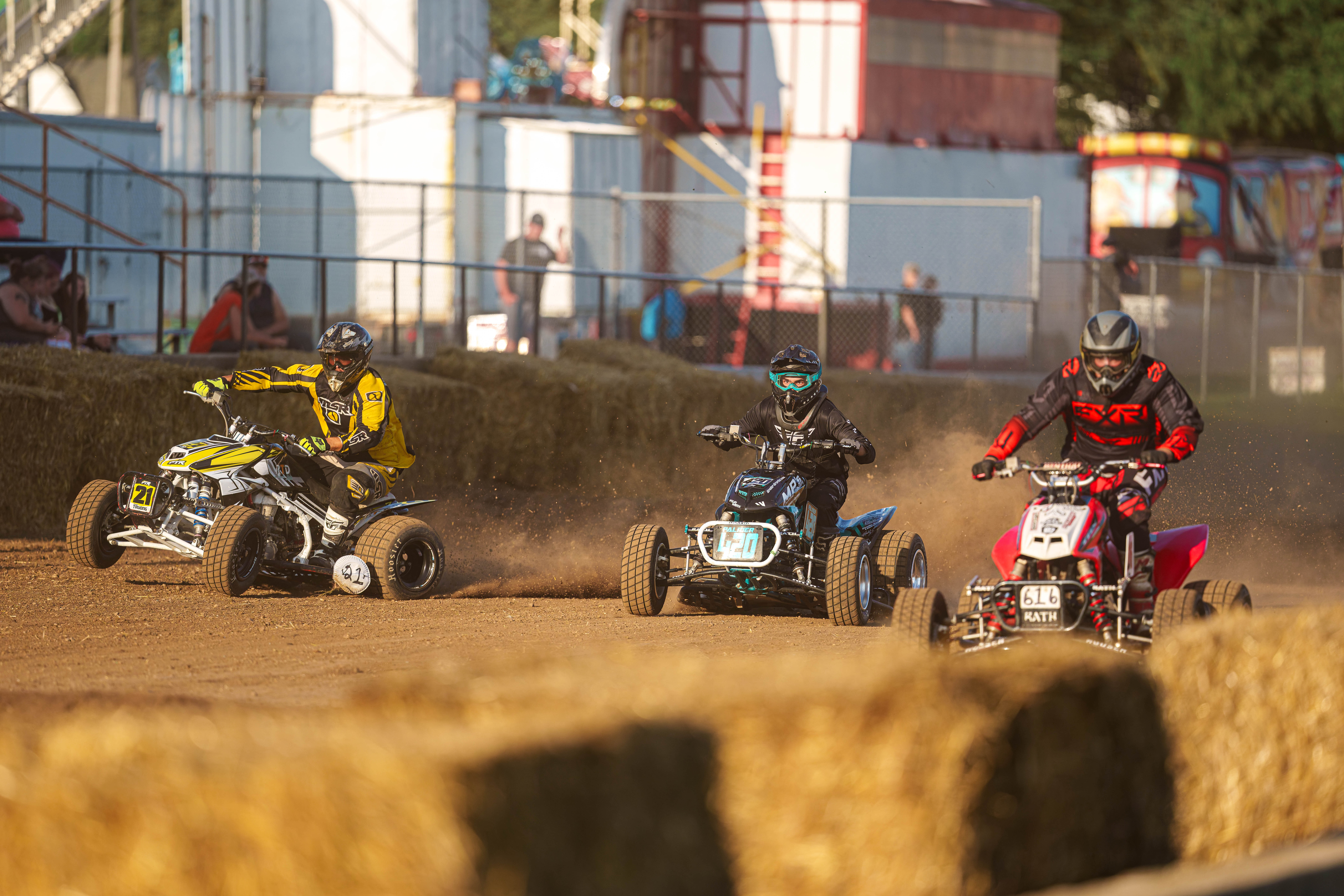 SWIRA dirt bike and atv races at the Green County Fair in Monroe, Wisconsin on July 17th, 2025. Photography by Ross Harried for Second Crop Sports.