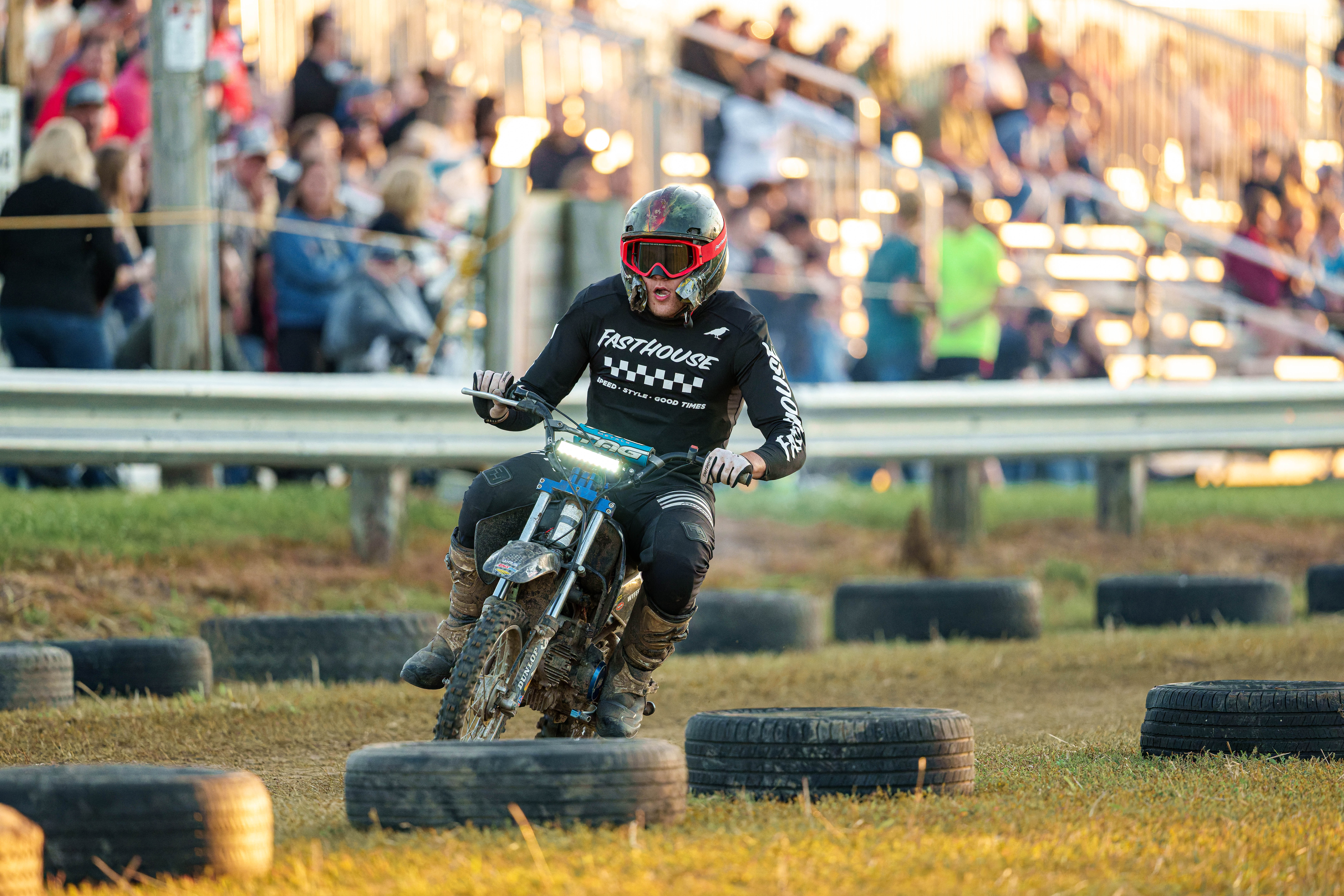 SWIRA dirt bike and atv races at the Green County Fair in Monroe, Wisconsin on July 17th, 2025. Photography by Ross Harried for Second Crop Sports.
