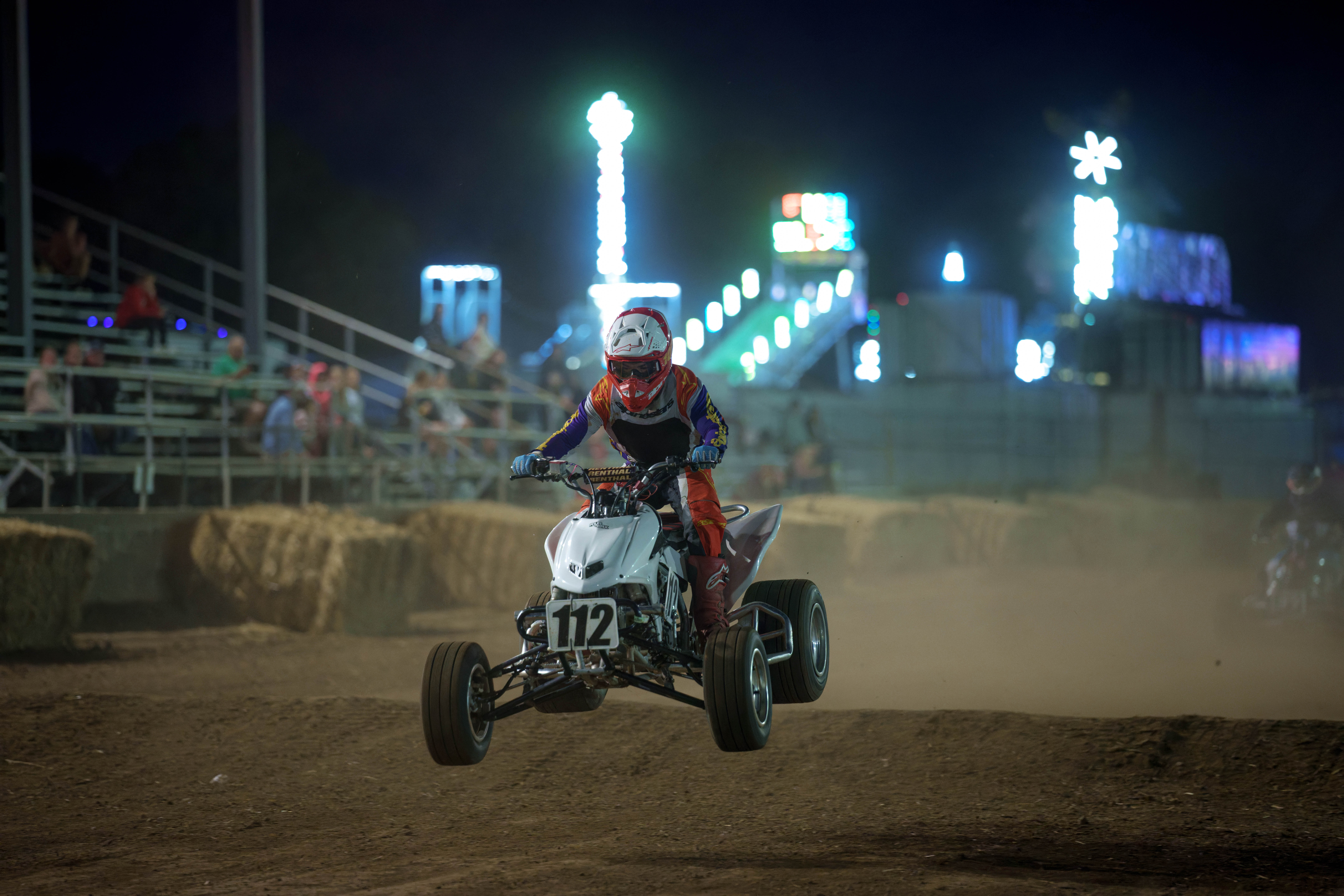 SWIRA dirt bike and atv races at the Green County Fair in Monroe, Wisconsin on July 17th, 2025. Photography by Ross Harried for Second Crop Sports.