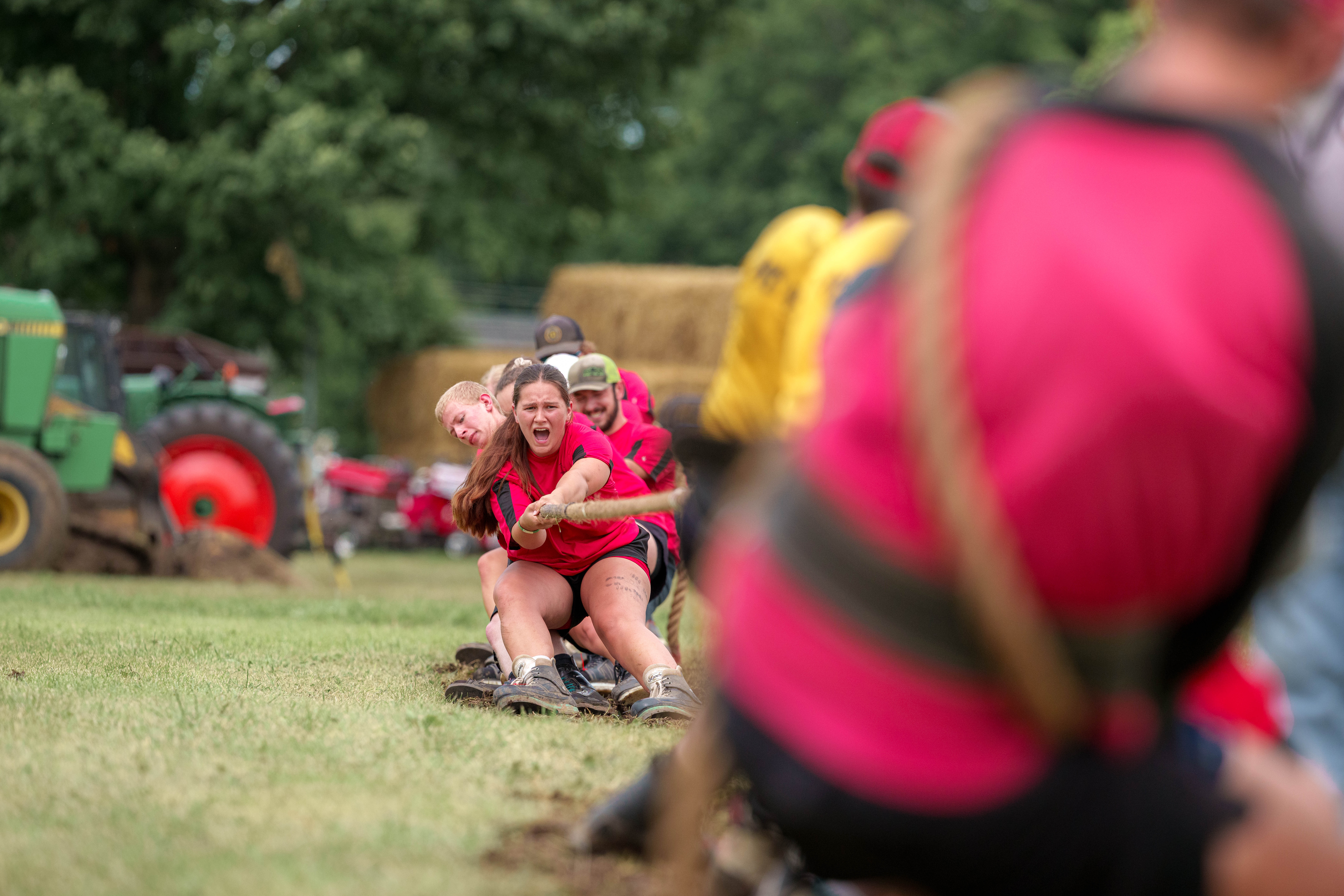Tug of war at the Green County Fair in Monroe, Wisconsin on July 19th, 2025. Photography by Ross Harried for Second Crop Sports.