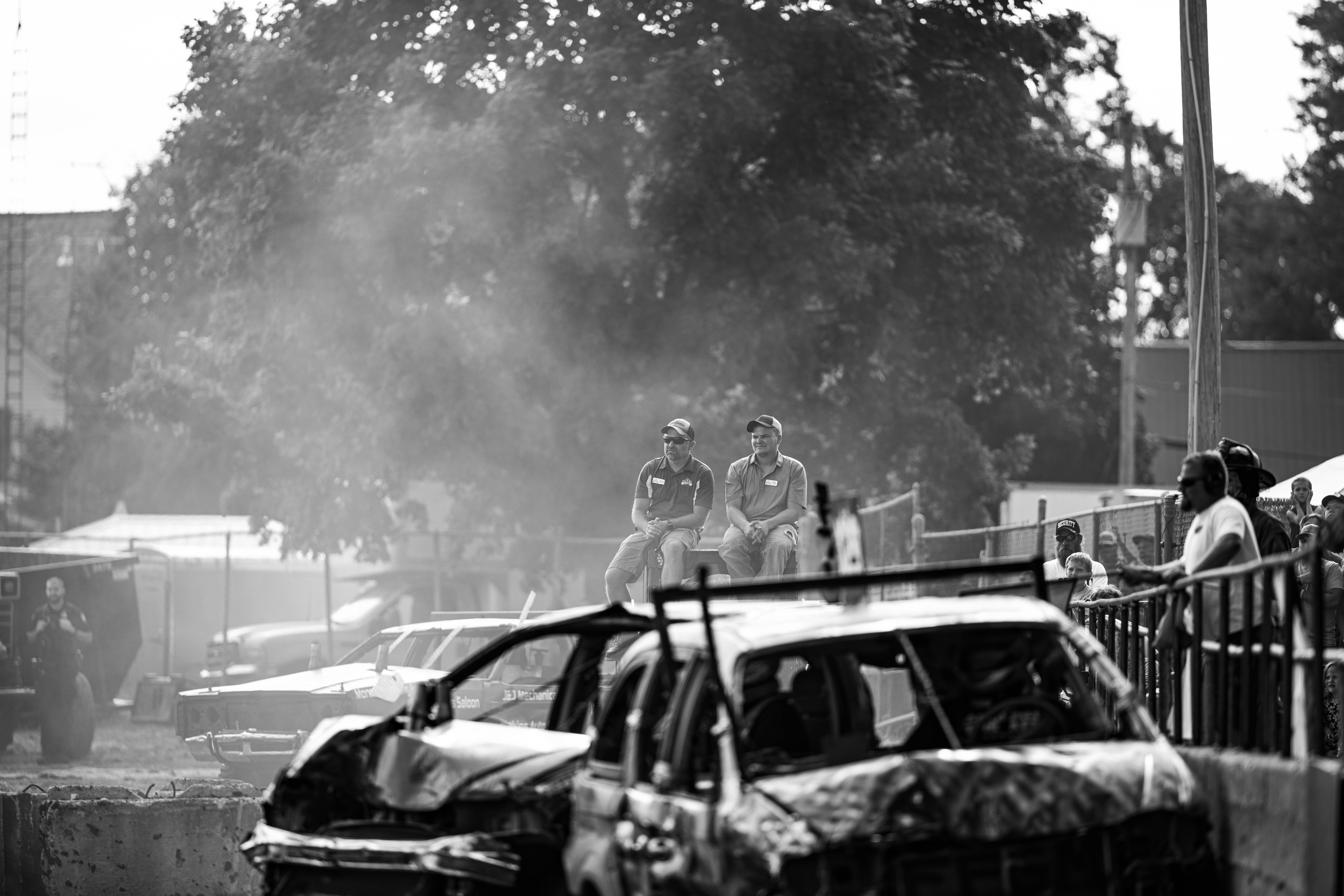 Demolition Derby at the Green County Fair in Monroe, Wisconsin on July 19th, 2025. Photography by Ross Harried for Second Crop Sports.
