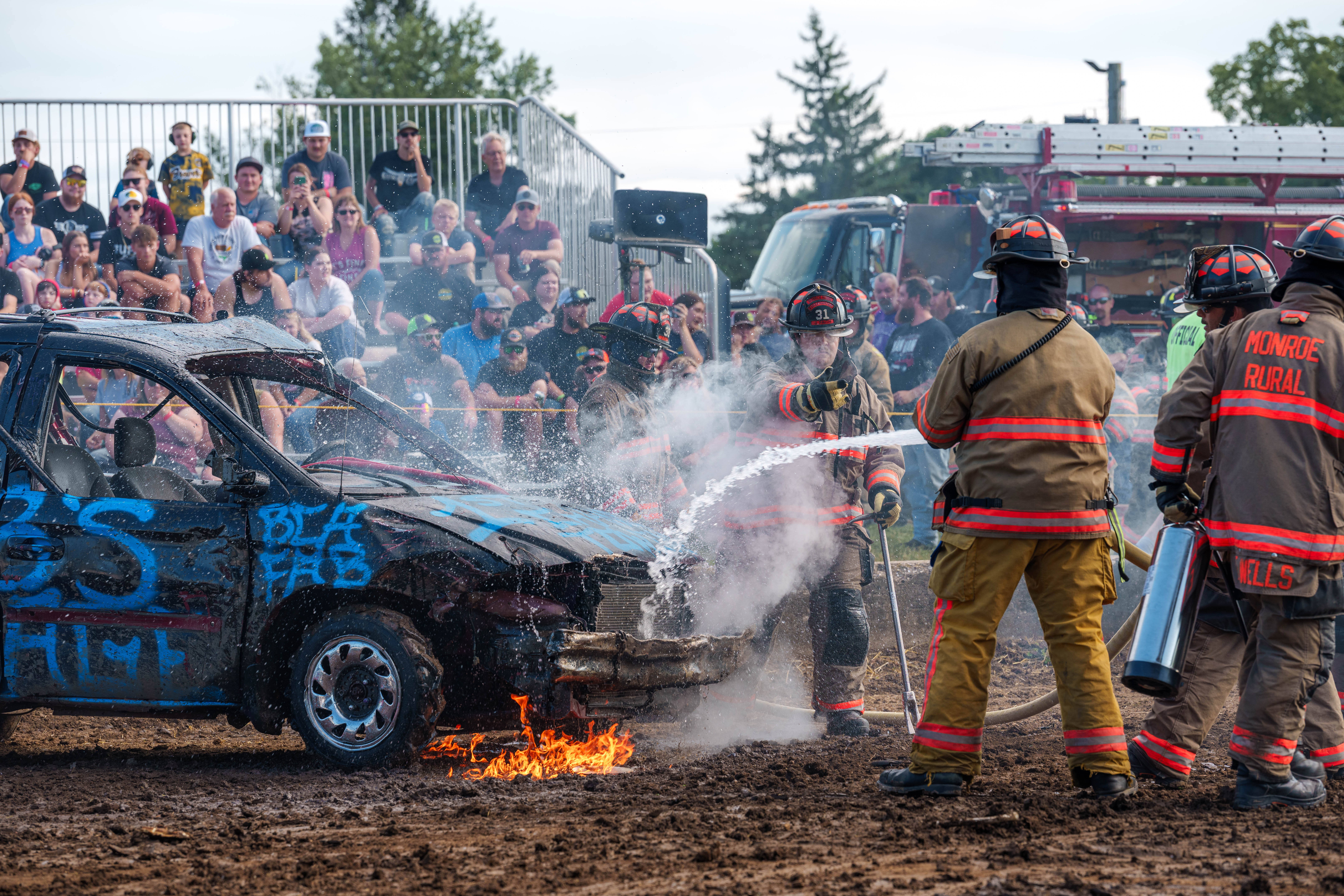 Demolition Derby at the Green County Fair in Monroe, Wisconsin on July 19th, 2025. Photography by Ross Harried for Second Crop Sports.