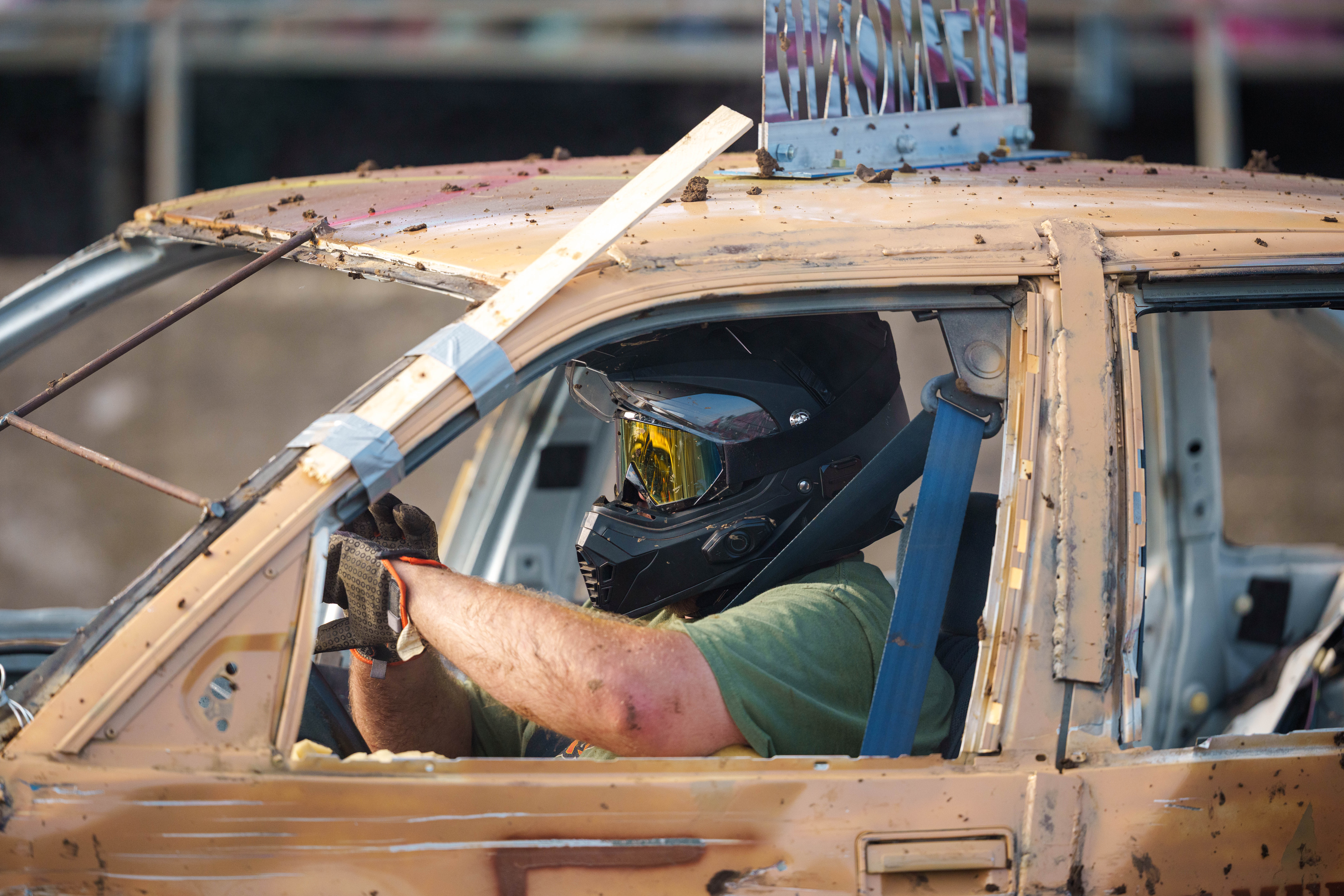 Demolition Derby at the Green County Fair in Monroe, Wisconsin on July 19th, 2025. Photography by Ross Harried for Second Crop Sports.