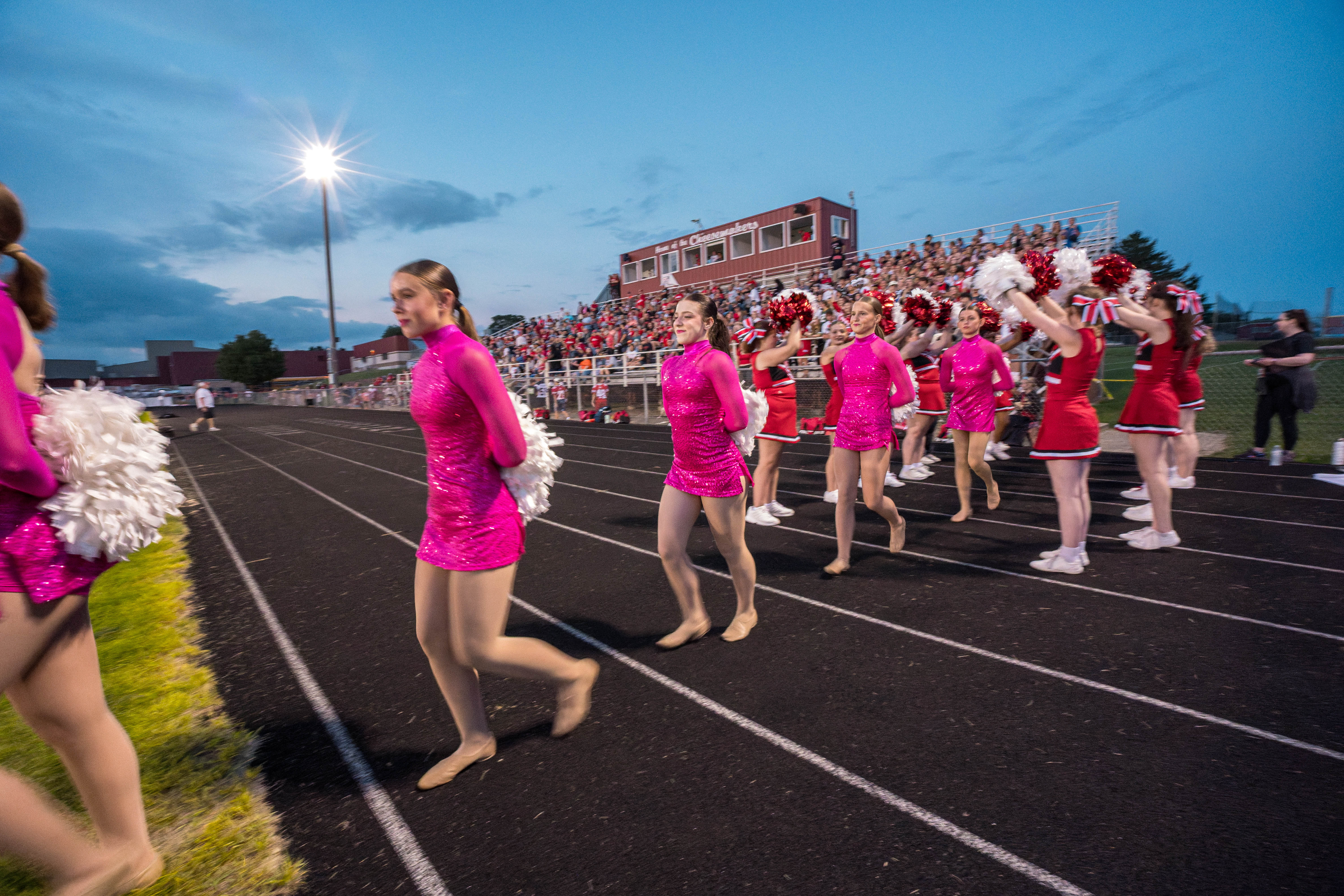 The Monroe Cheesemakers host the Lodi Blue Devils in a high school football game at Monroe High School in Monroe, Wisconsin, on August 22, 2025. Lodi defeated Monroe 21–14. Photography by Ross Harried for Second Crop Sports.