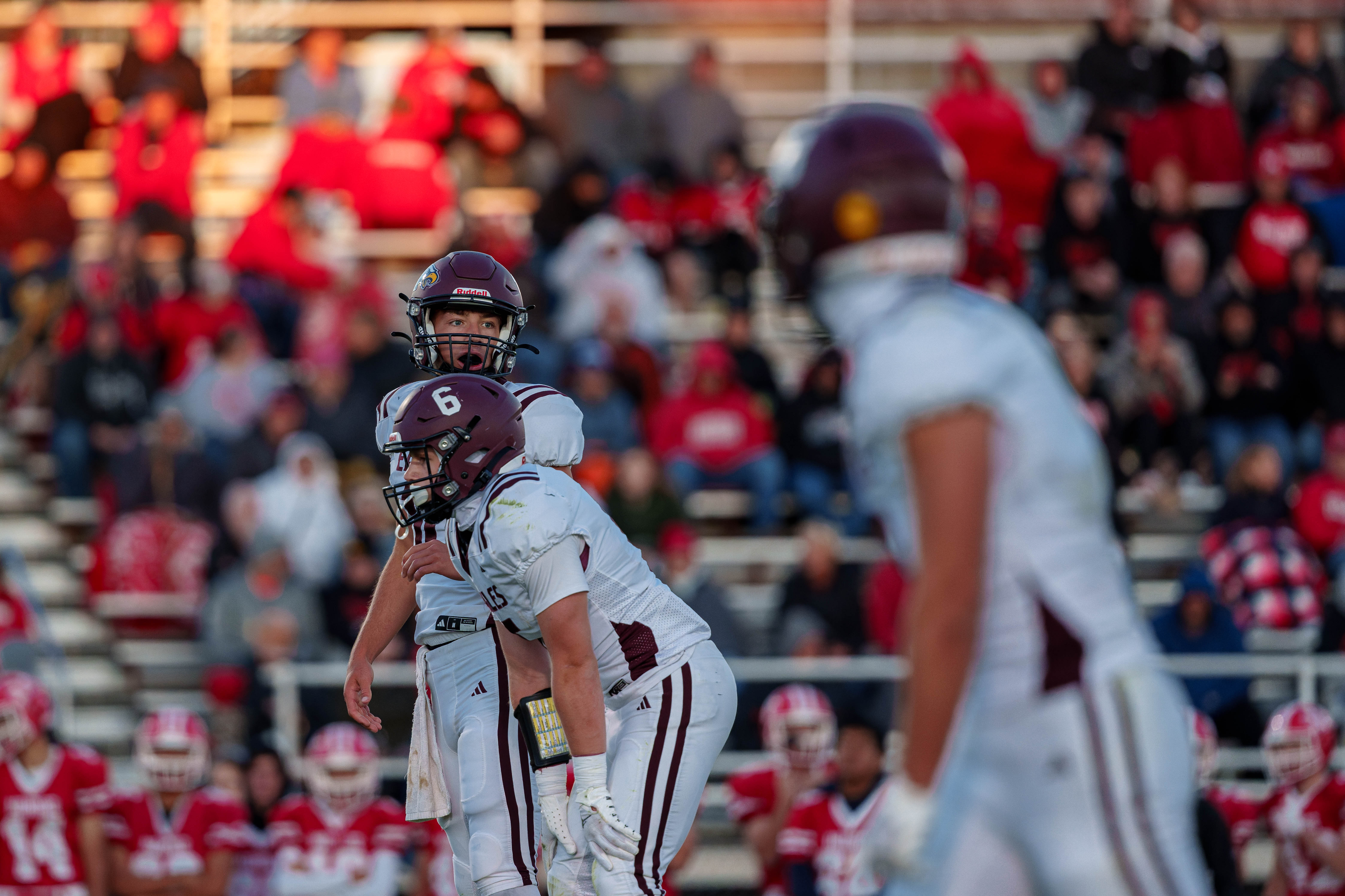 MONROE, WI – SEPTEMBER 5: A high school football game between the Monroe Cheesemakers and the Jefferson Eagles at the Monroe High School in Monroe, Wisconsin. Photography by Ross Harried for Second Crop Sports.