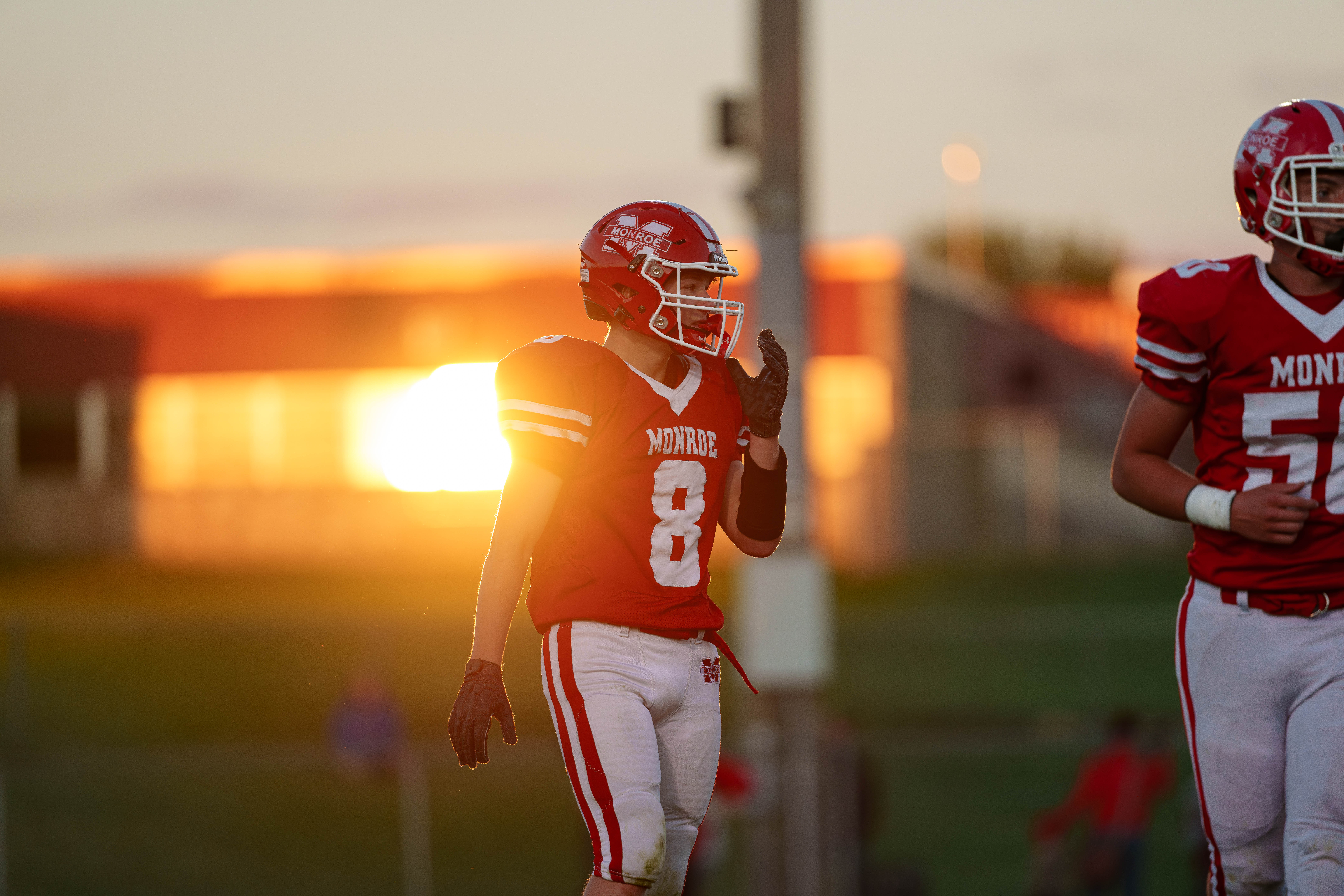 MONROE, WI – SEPTEMBER 5: A high school football game between the Monroe Cheesemakers and the Jefferson Eagles at the Monroe High School in Monroe, Wisconsin. Photography by Ross Harried for Second Crop Sports.