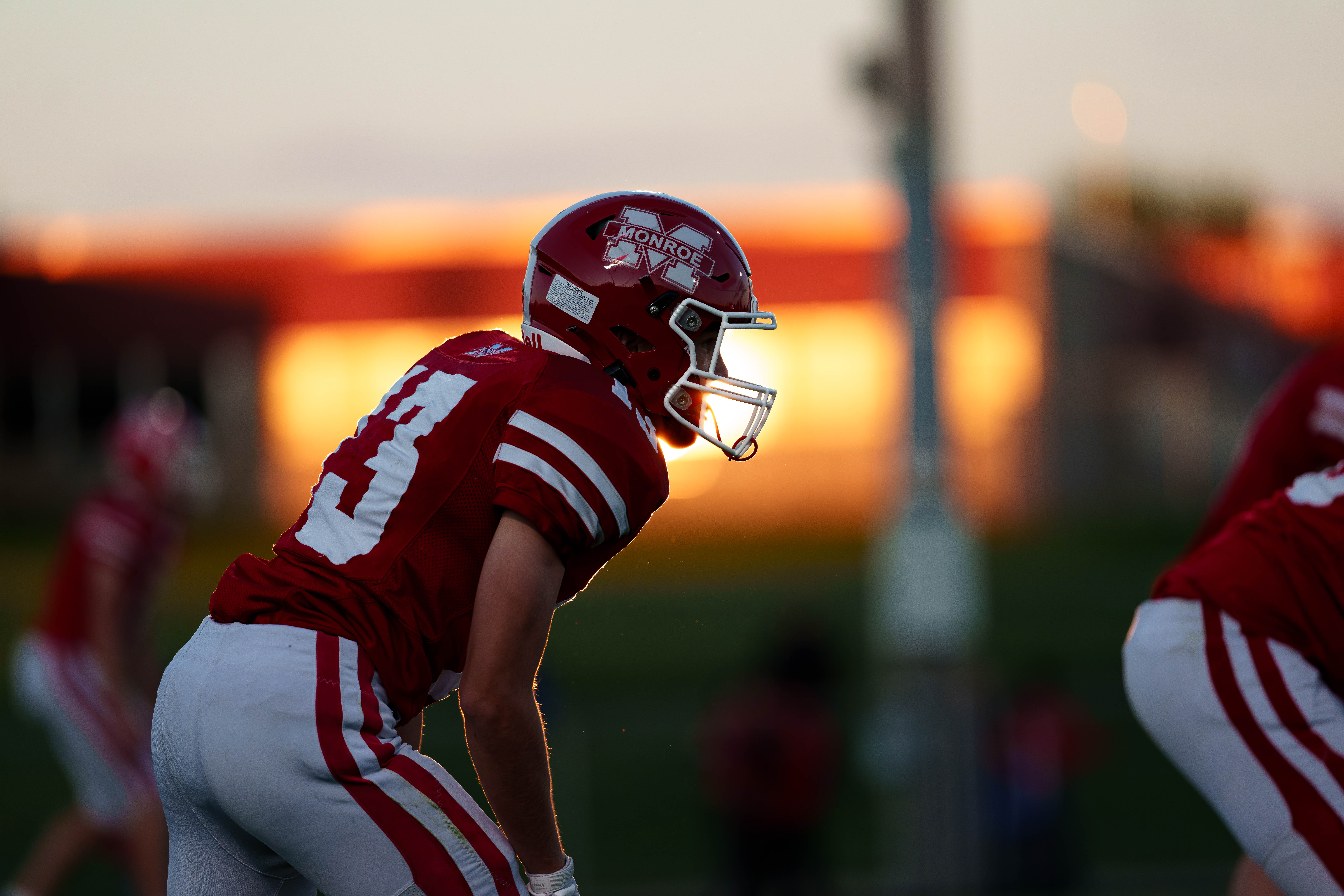 MONROE, WI – SEPTEMBER 5: A high school football game between the Monroe Cheesemakers and the Jefferson Eagles at the Monroe High School in Monroe, Wisconsin. Photography by Ross Harried for Second Crop Sports.