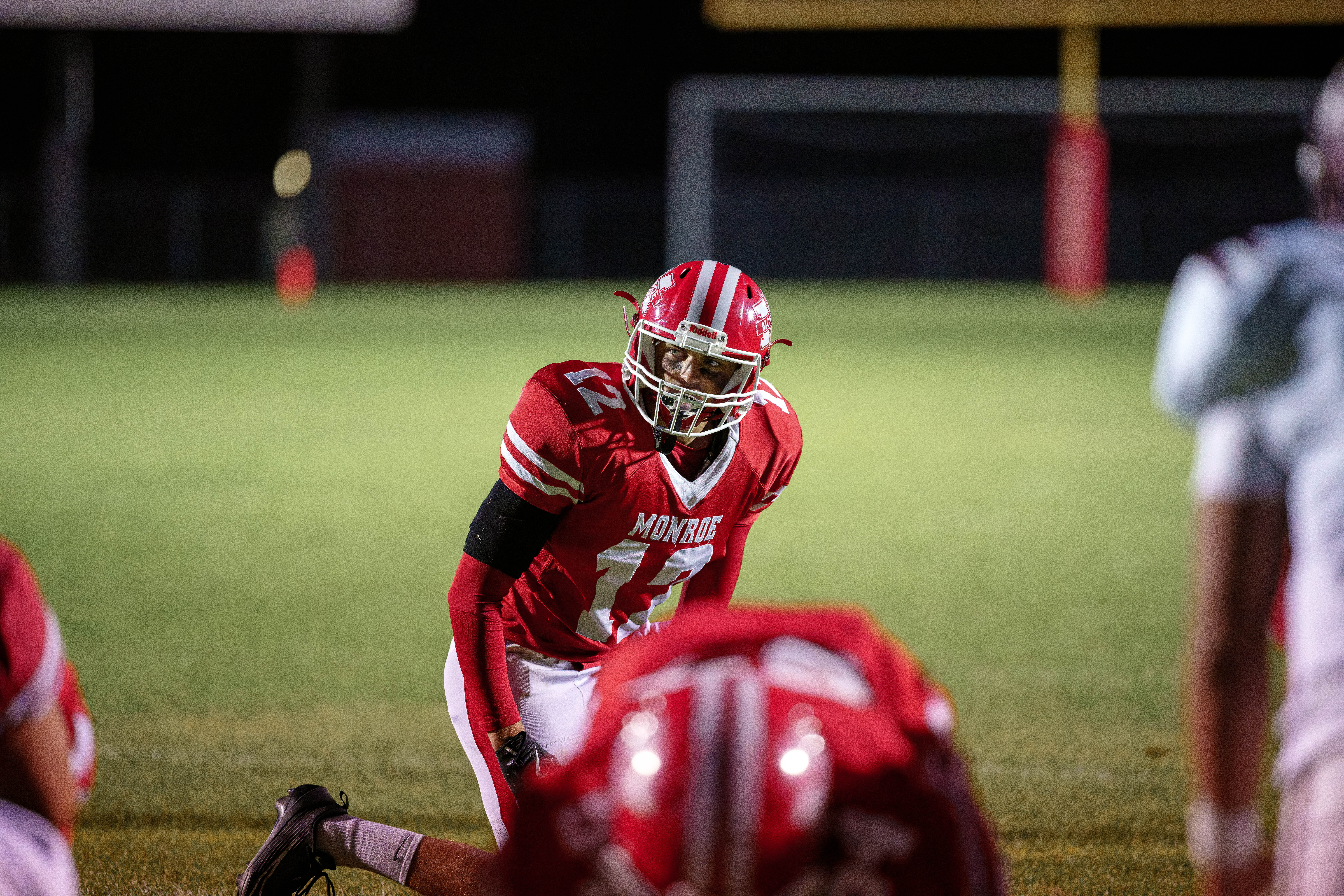 MONROE, WI – SEPTEMBER 5: A high school football game between the Monroe Cheesemakers and the Jefferson Eagles at the Monroe High School in Monroe, Wisconsin. Photography by Ross Harried for Second Crop Sports.