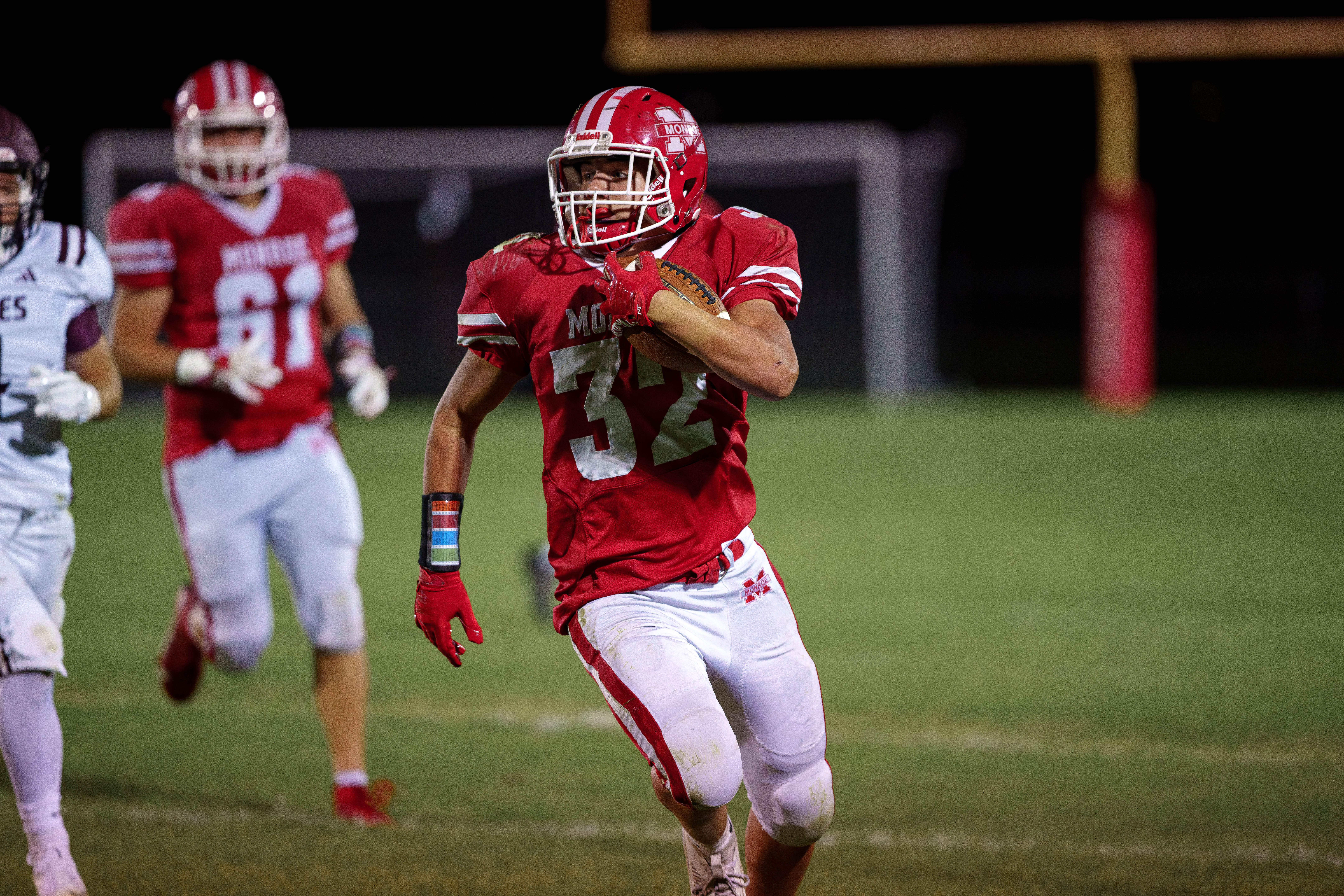 MONROE, WI – SEPTEMBER 5: A high school football game between the Monroe Cheesemakers and the Jefferson Eagles at the Monroe High School in Monroe, Wisconsin. Photography by Ross Harried for Second Crop Sports.