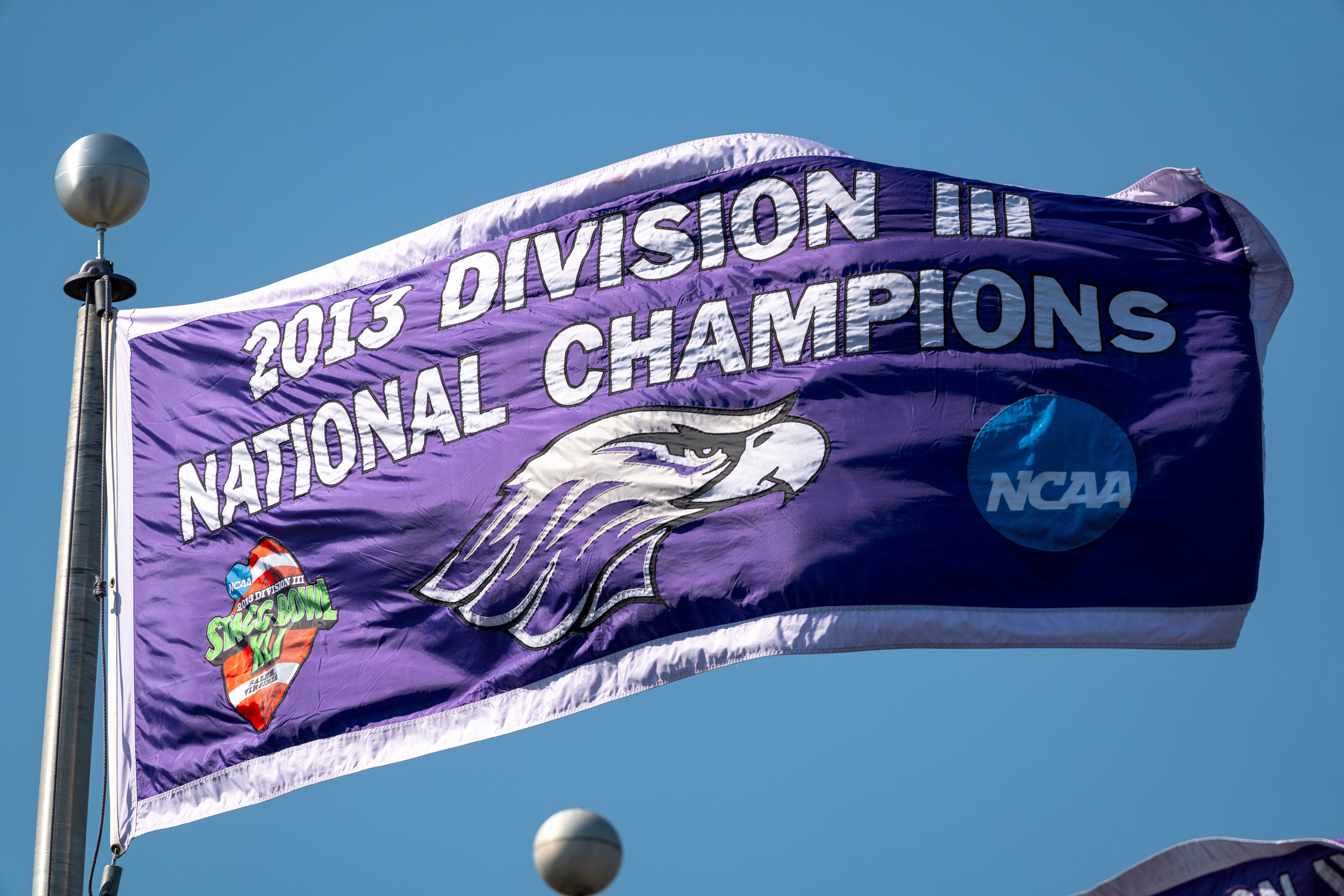 Oct 4, 2025; Whitewater, Wisconsin, USA; A college football game between the University of Wisconsin-Whitewater Warhawks and the University of Wisconsin-La Crosse Eagles at Perkins Stadium on October 04, 2025 in Whitewater, Wisconsin. Photography by Ross Harried for Second Crop Sports.